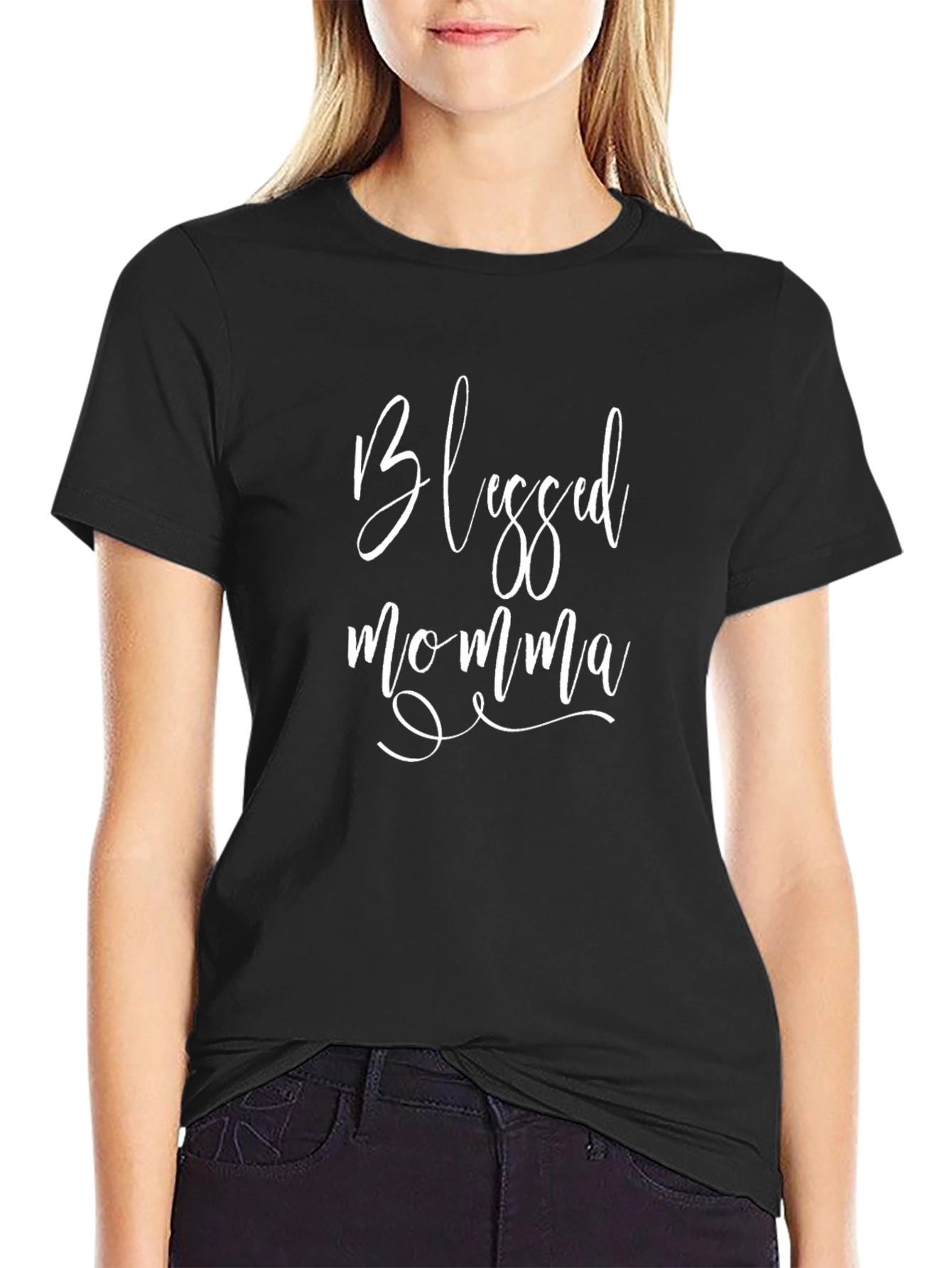 Blessed Momma Black Graphic Tee