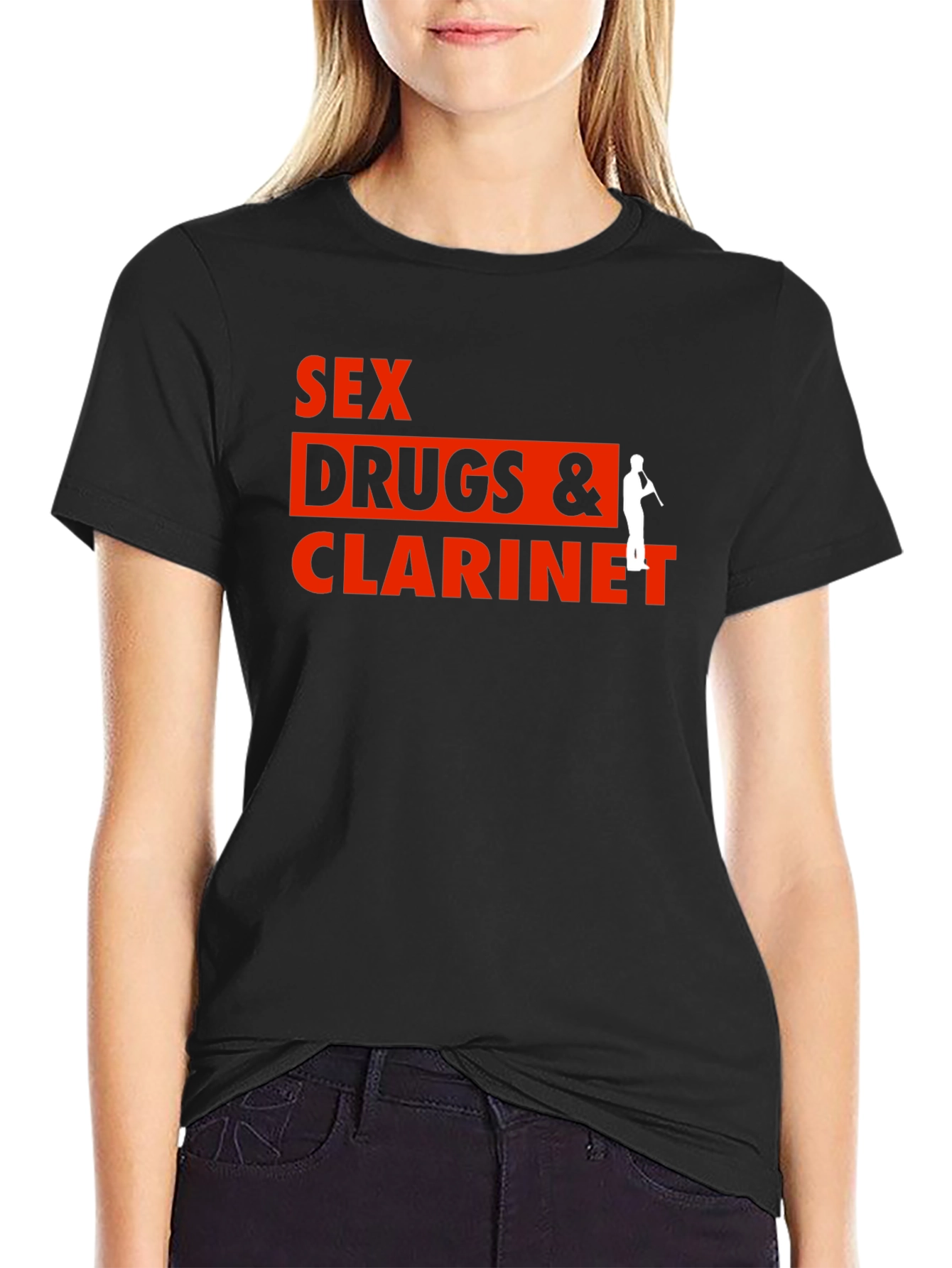 Sex Drugs & Clarinet Black Graphic T-Shirt