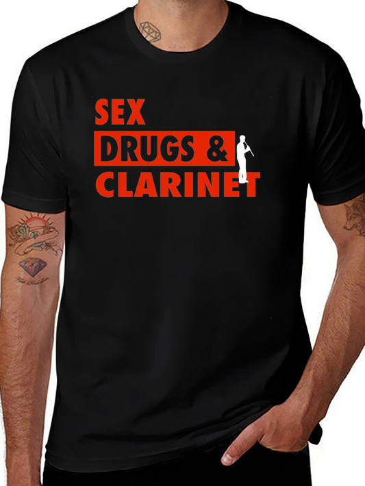 Sex Drugs & Clarinet Black Graphic T-Shirt