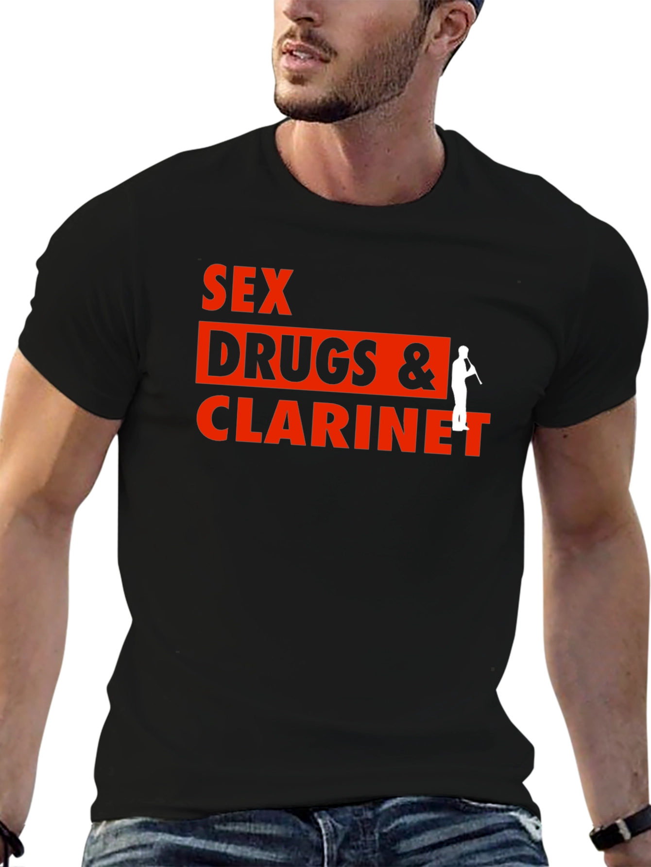 Sex Drugs & Clarinet Black Graphic T-Shirt