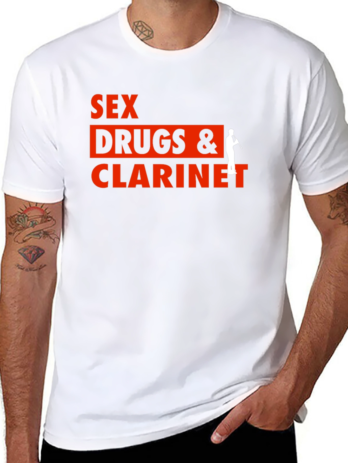 Sex Drugs & Clarinet Black Graphic T-Shirt