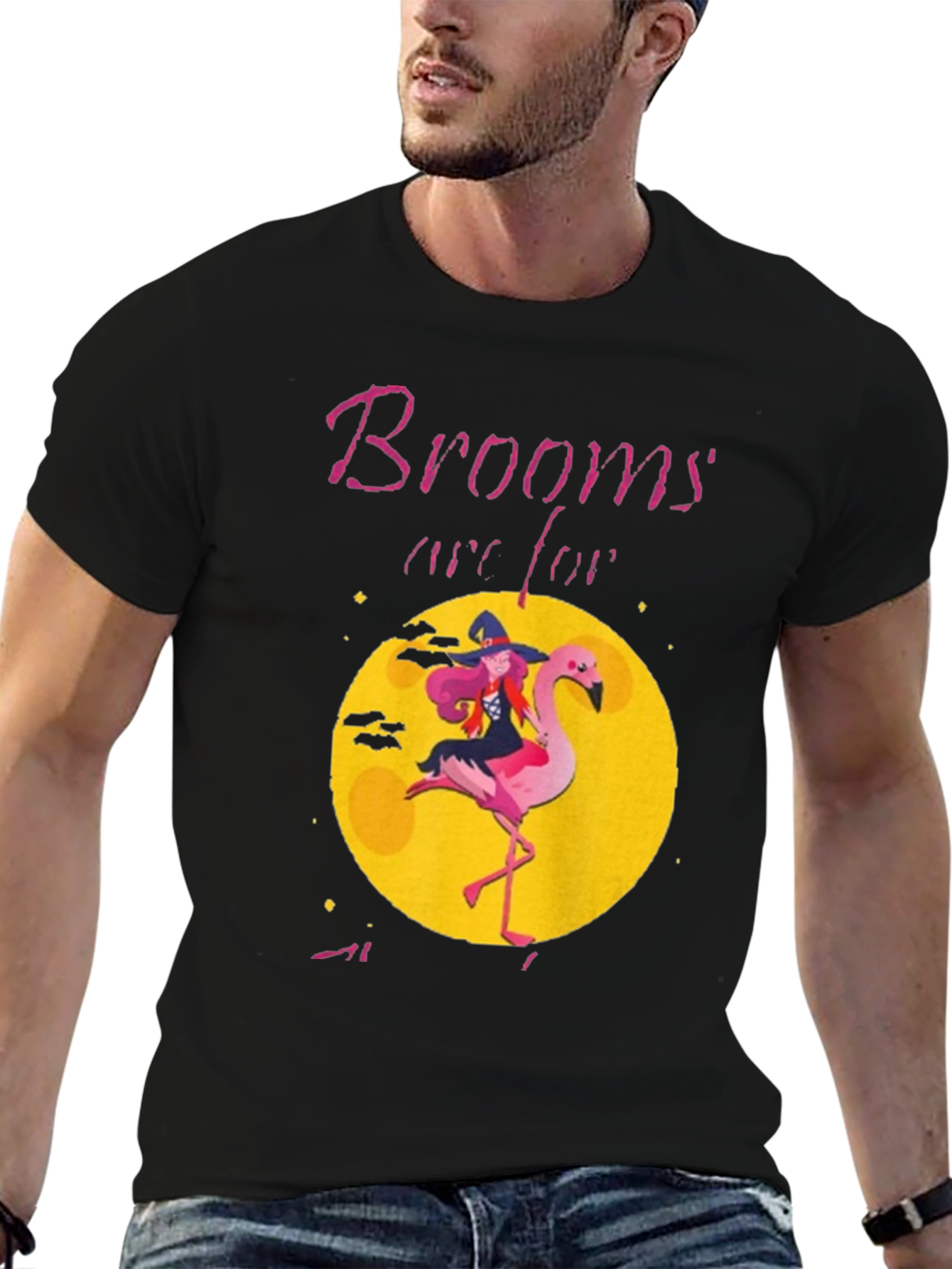 Witch Flamingo Graphic Tee - Halloween Humor