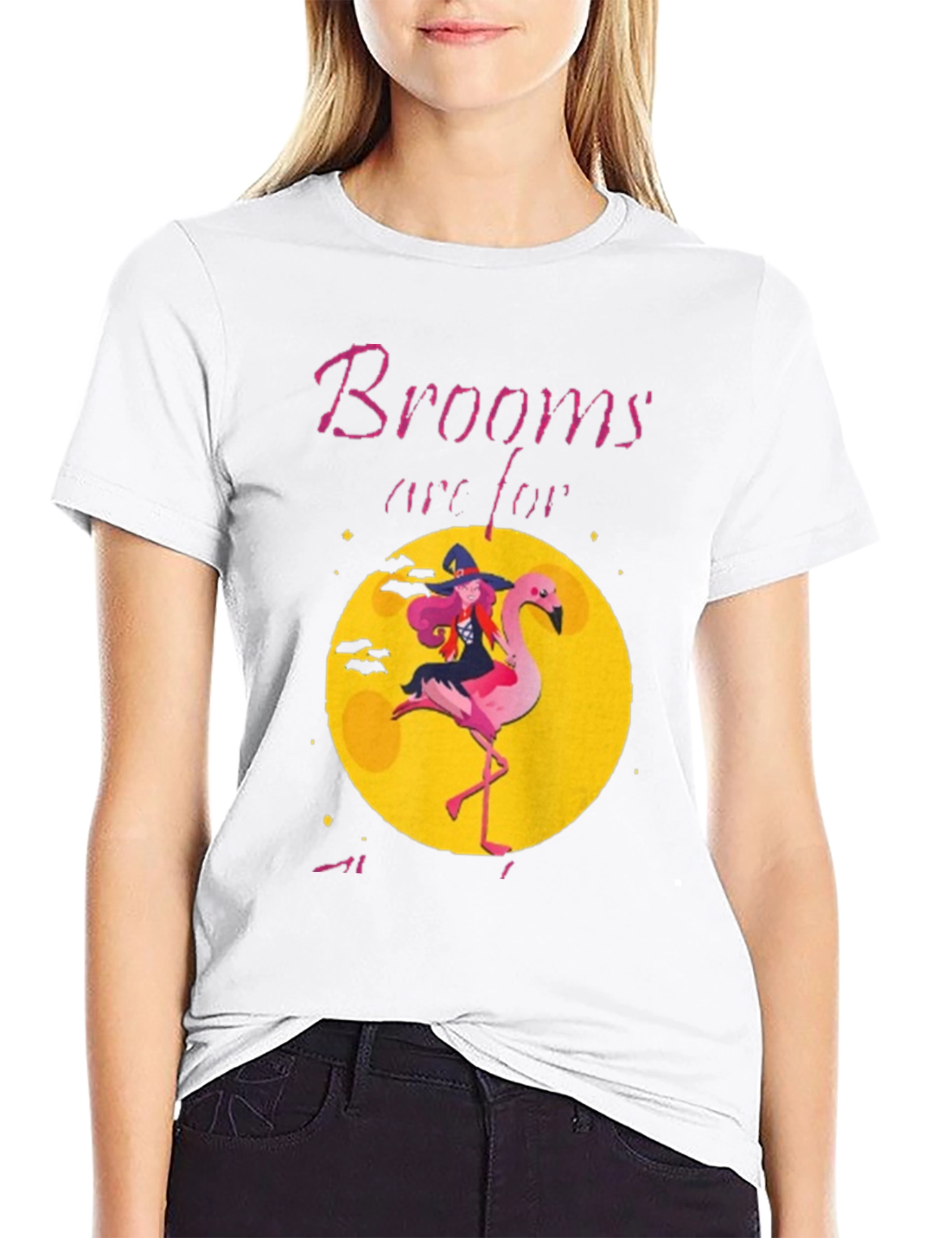Witch Flamingo Graphic Tee - Halloween Humor