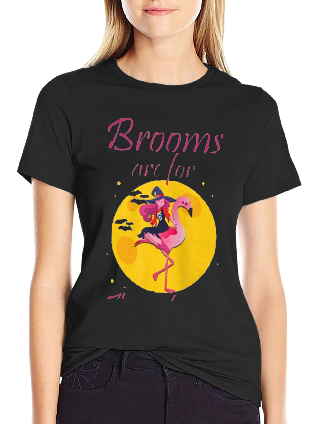 Witch Flamingo Graphic Tee - Halloween Humor