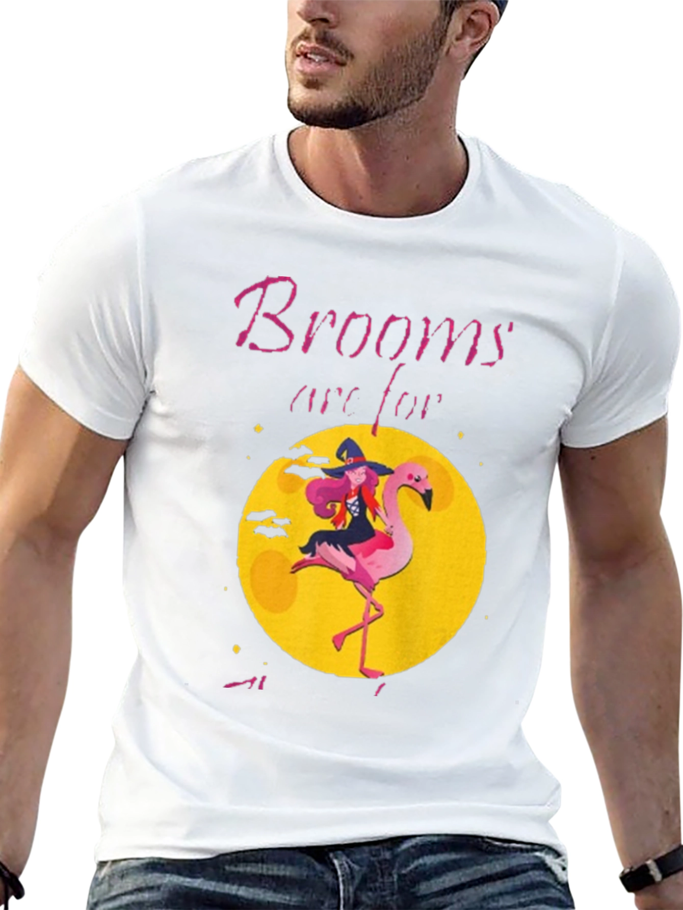 Witch Flamingo Graphic Tee - Halloween Humor