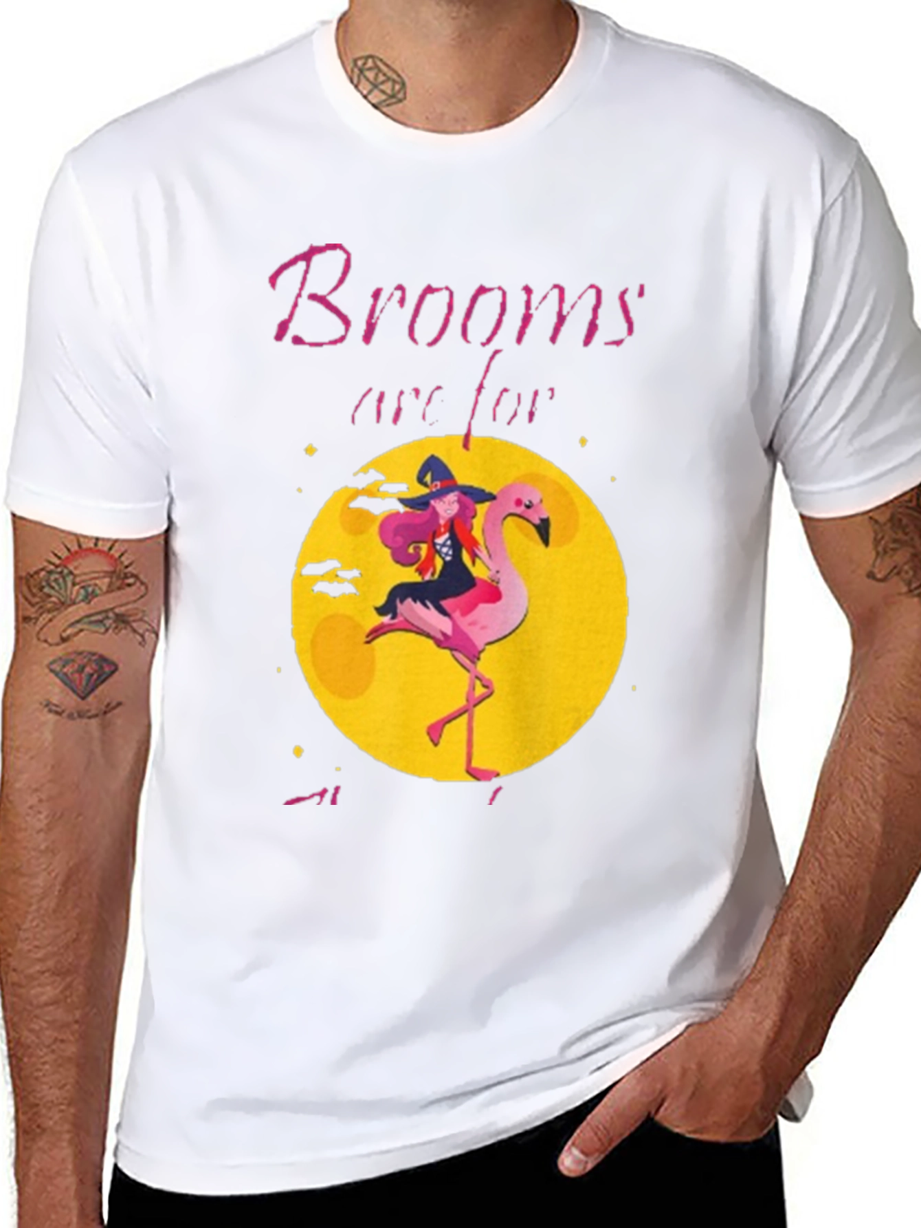 Witch Flamingo Graphic Tee - Halloween Humor