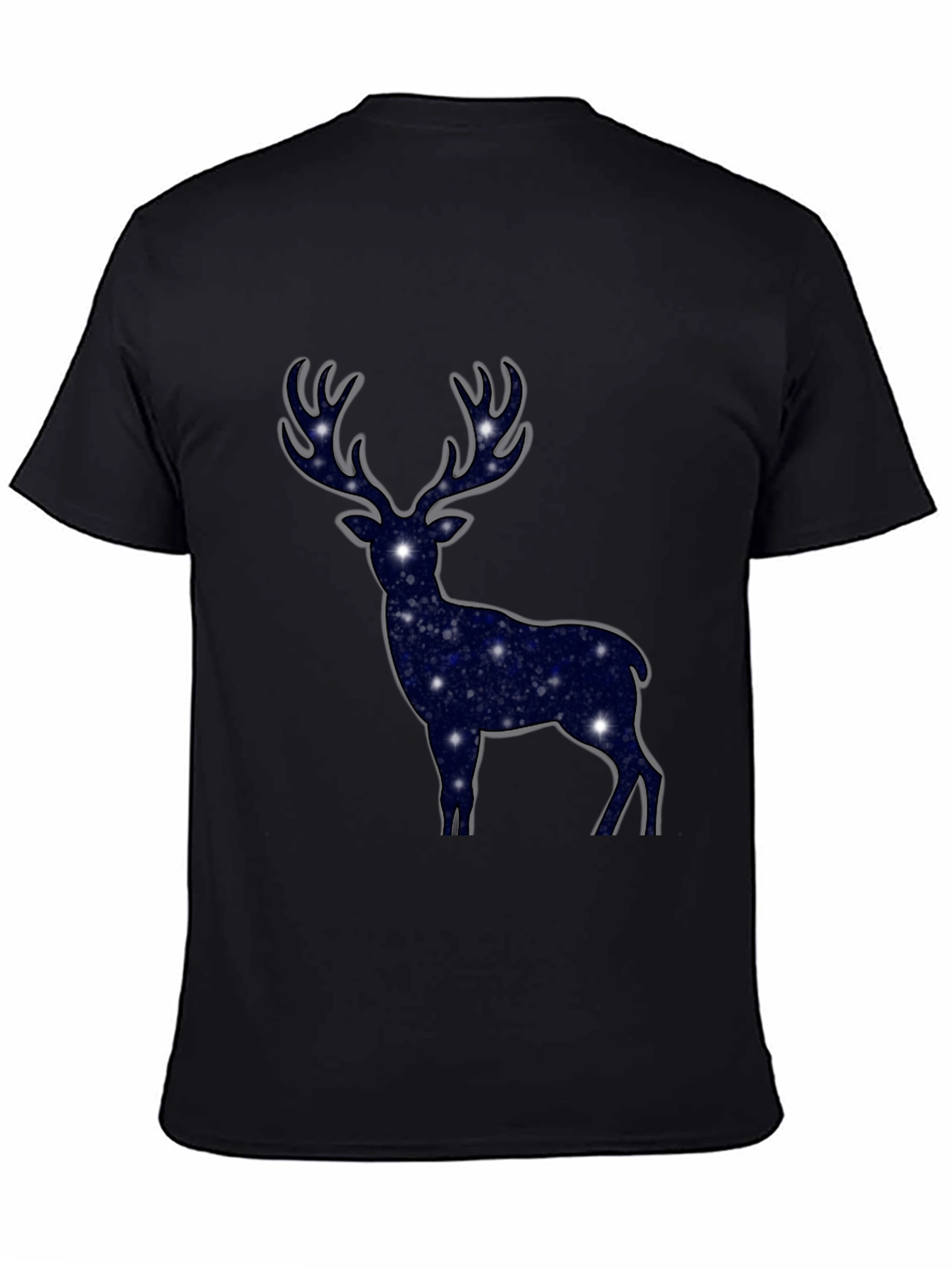 Cosmic Deer Graphic T-Shirt - Black