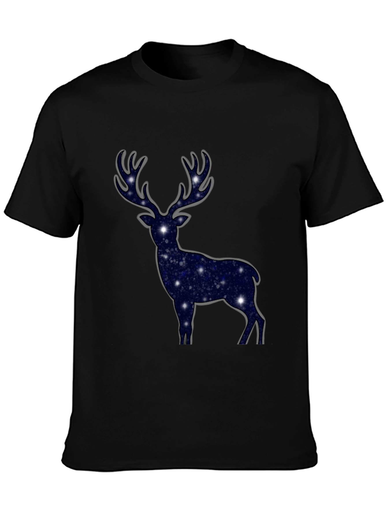 Cosmic Deer Graphic T-Shirt - Black