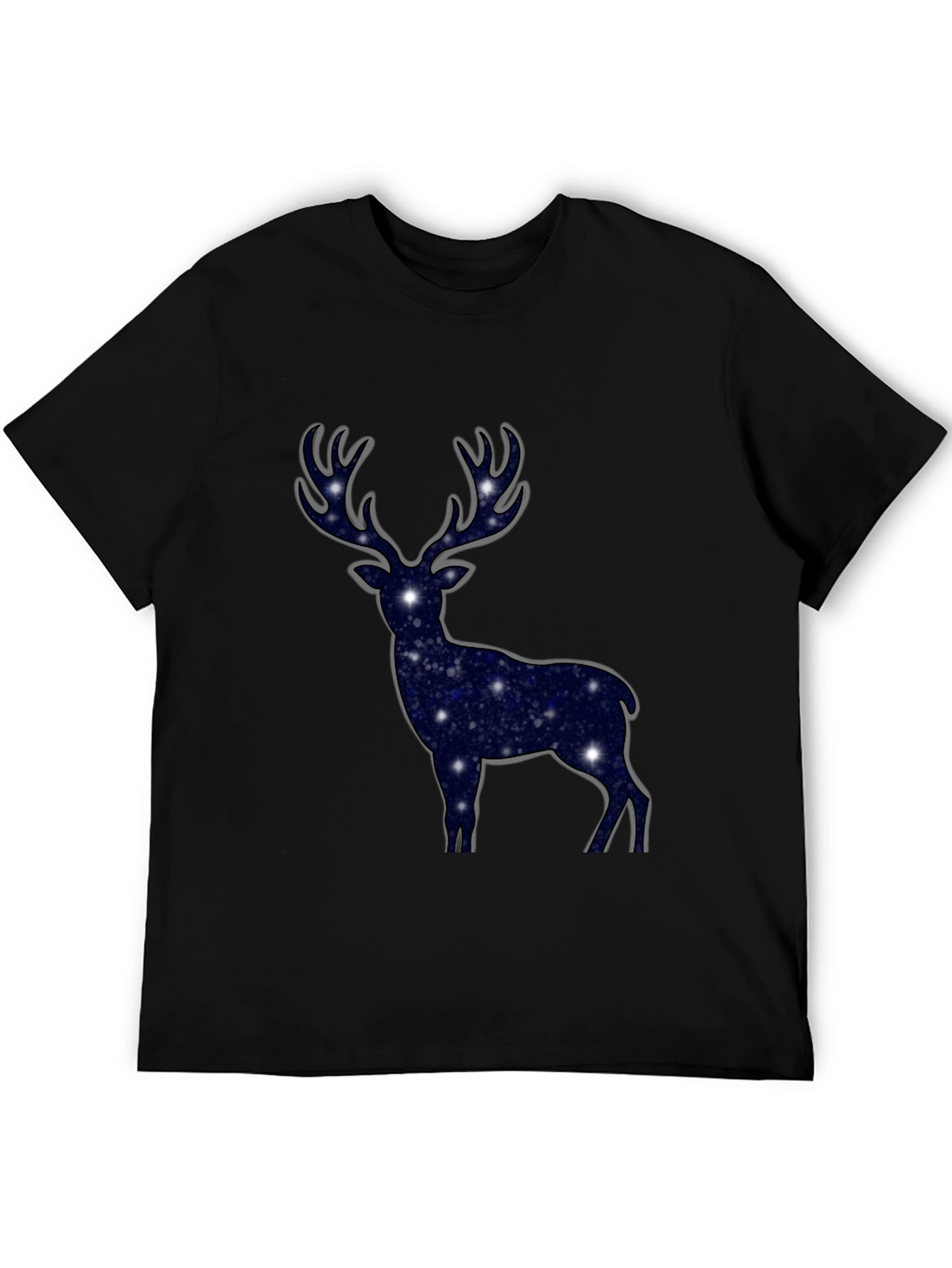 Cosmic Deer Graphic T-Shirt - Black