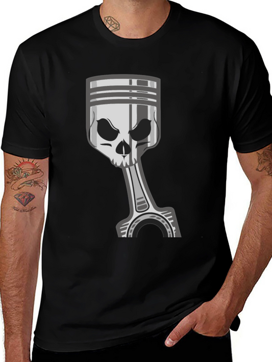 Skull Piston Graphic Tee - Dark Style