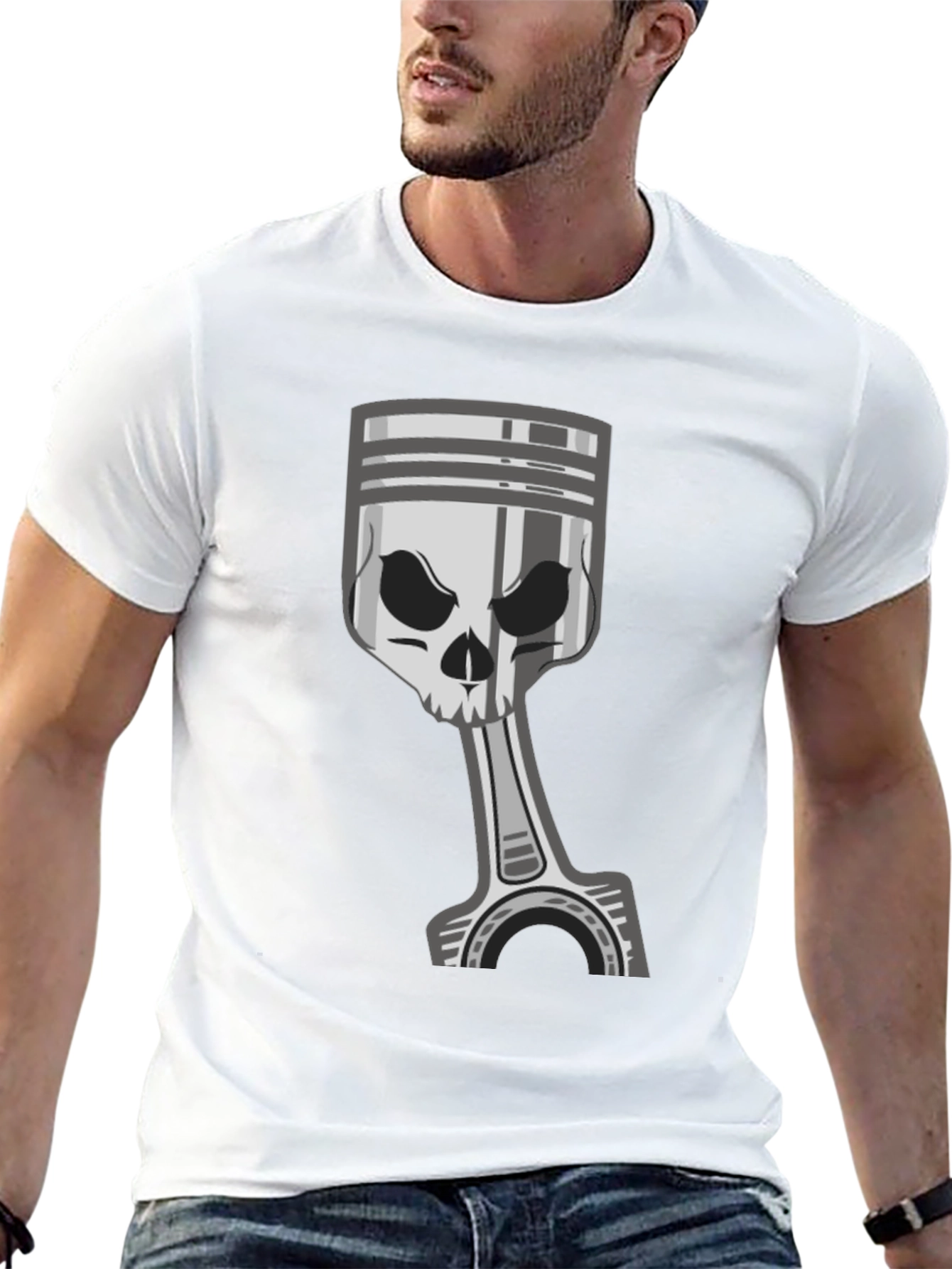 Skull Piston Graphic Tee - Dark Style