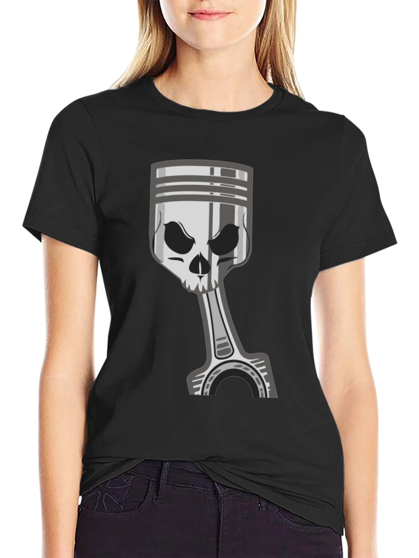 Skull Piston Graphic Tee - Dark Style