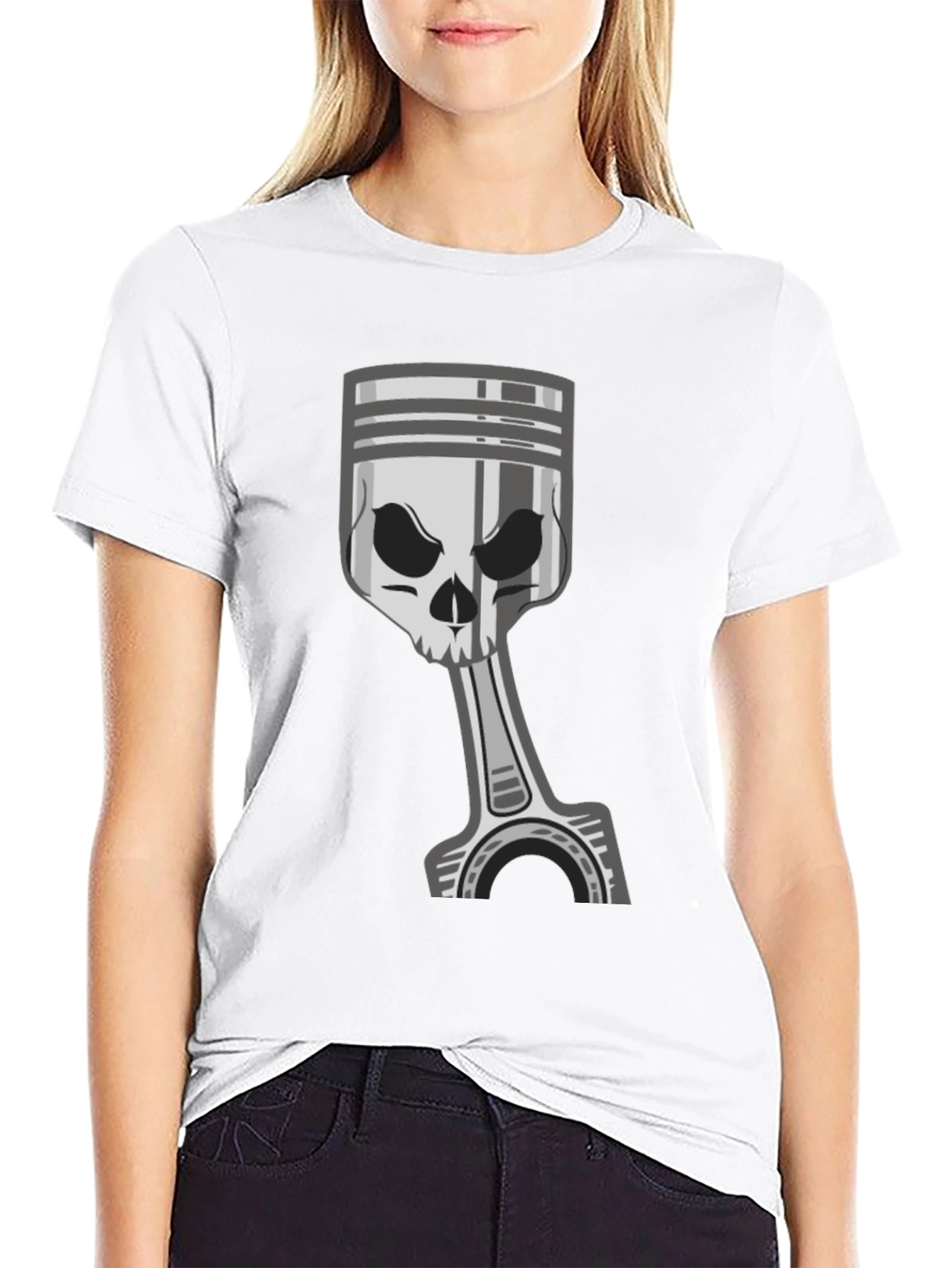 Skull Piston Graphic Tee - Dark Style