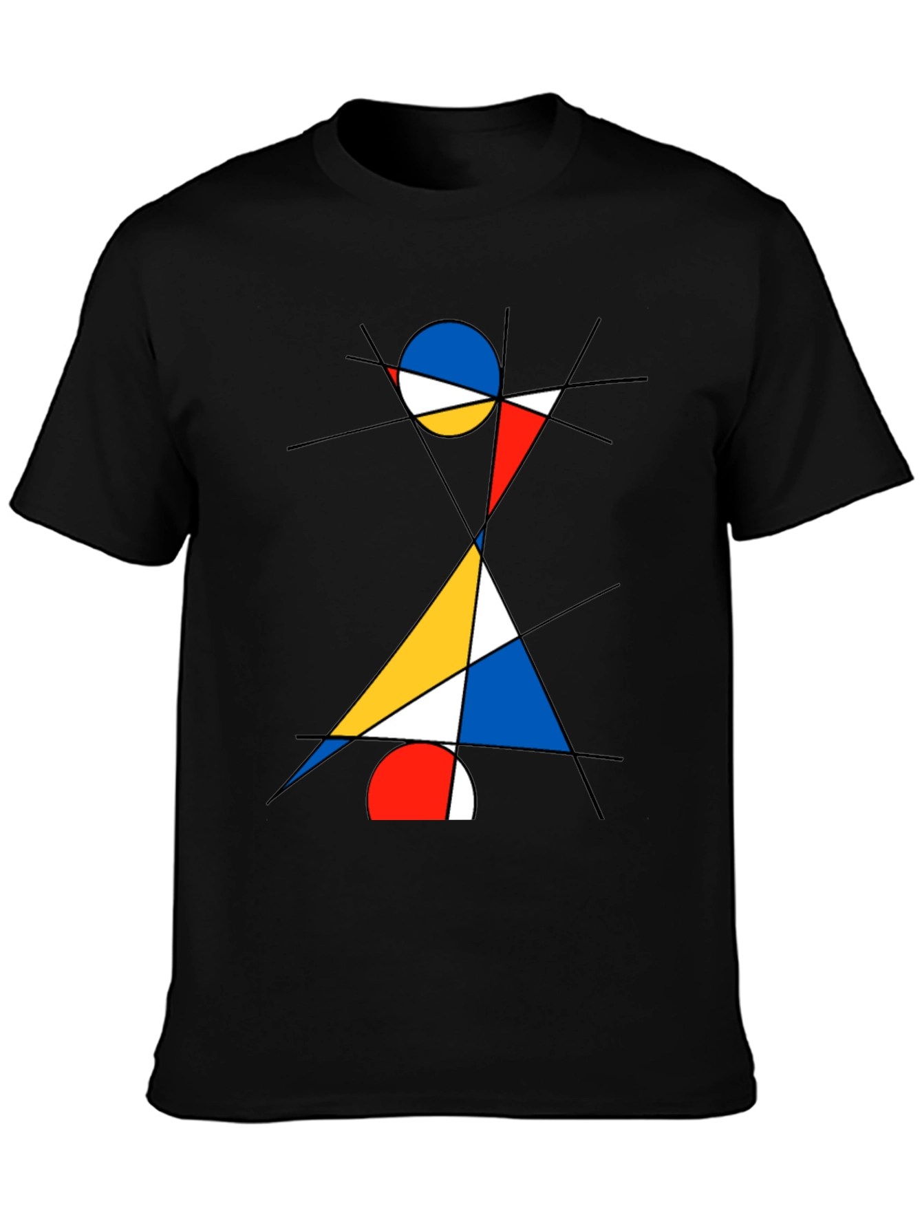 Abstract Geometric Graphic Print Black T-Shirt