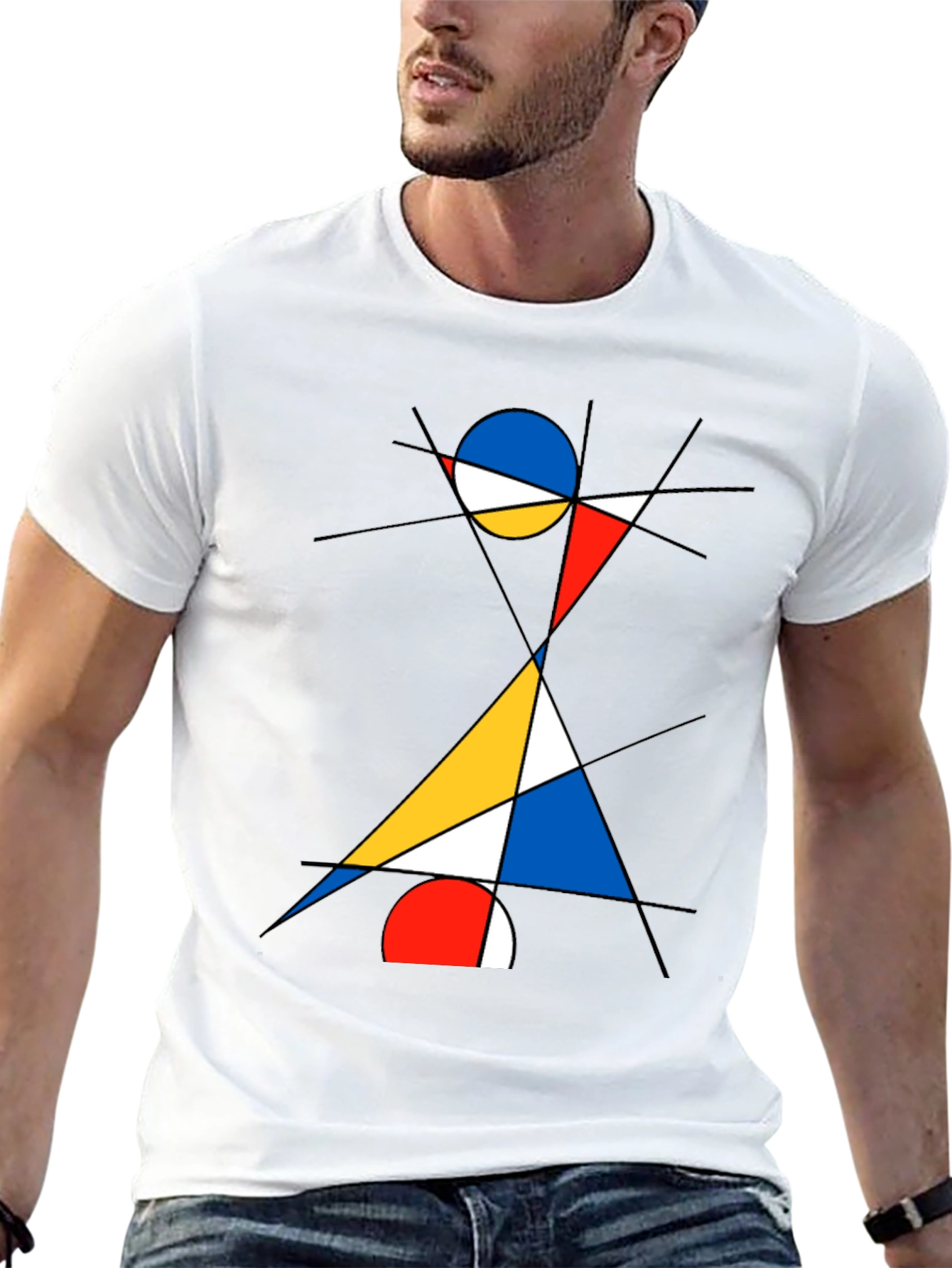 Abstract Geometric Graphic Print Black T-Shirt