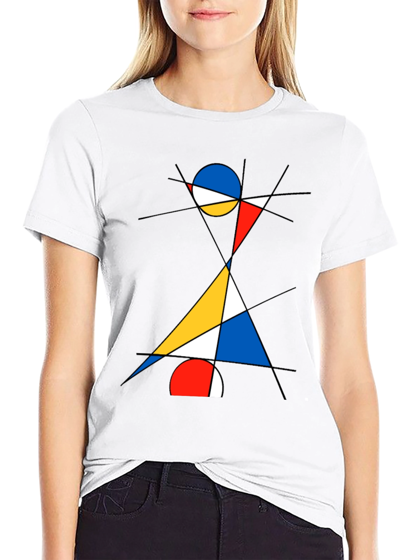 Abstract Geometric Graphic Print Black T-Shirt