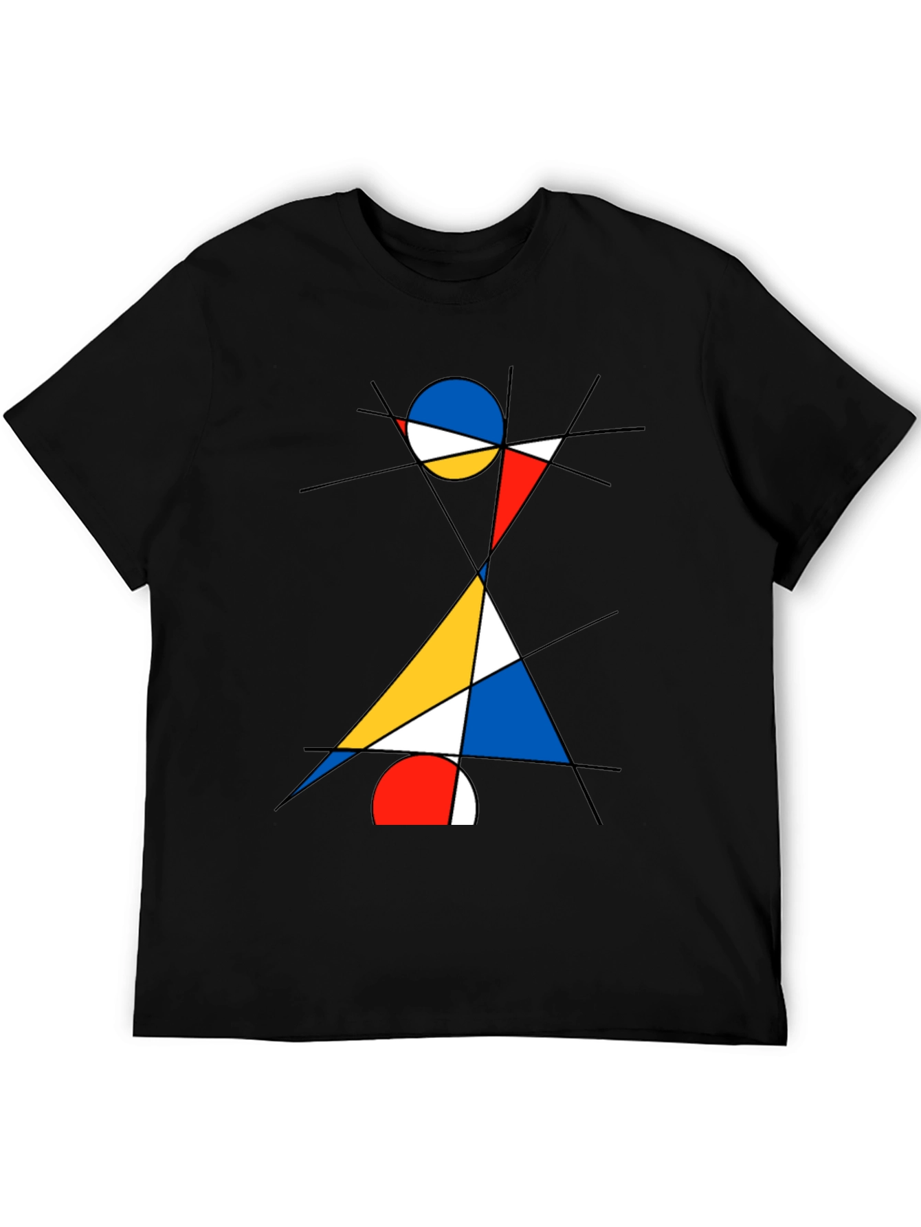 Abstract Geometric Graphic Print Black T-Shirt