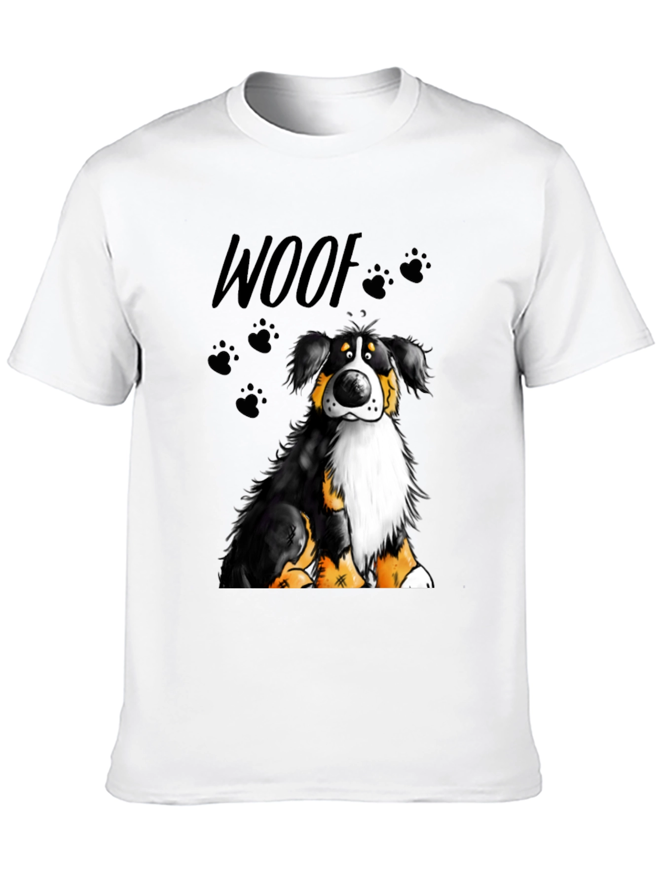 Woof Dog Graphic T-Shirt - Black Crew Neck