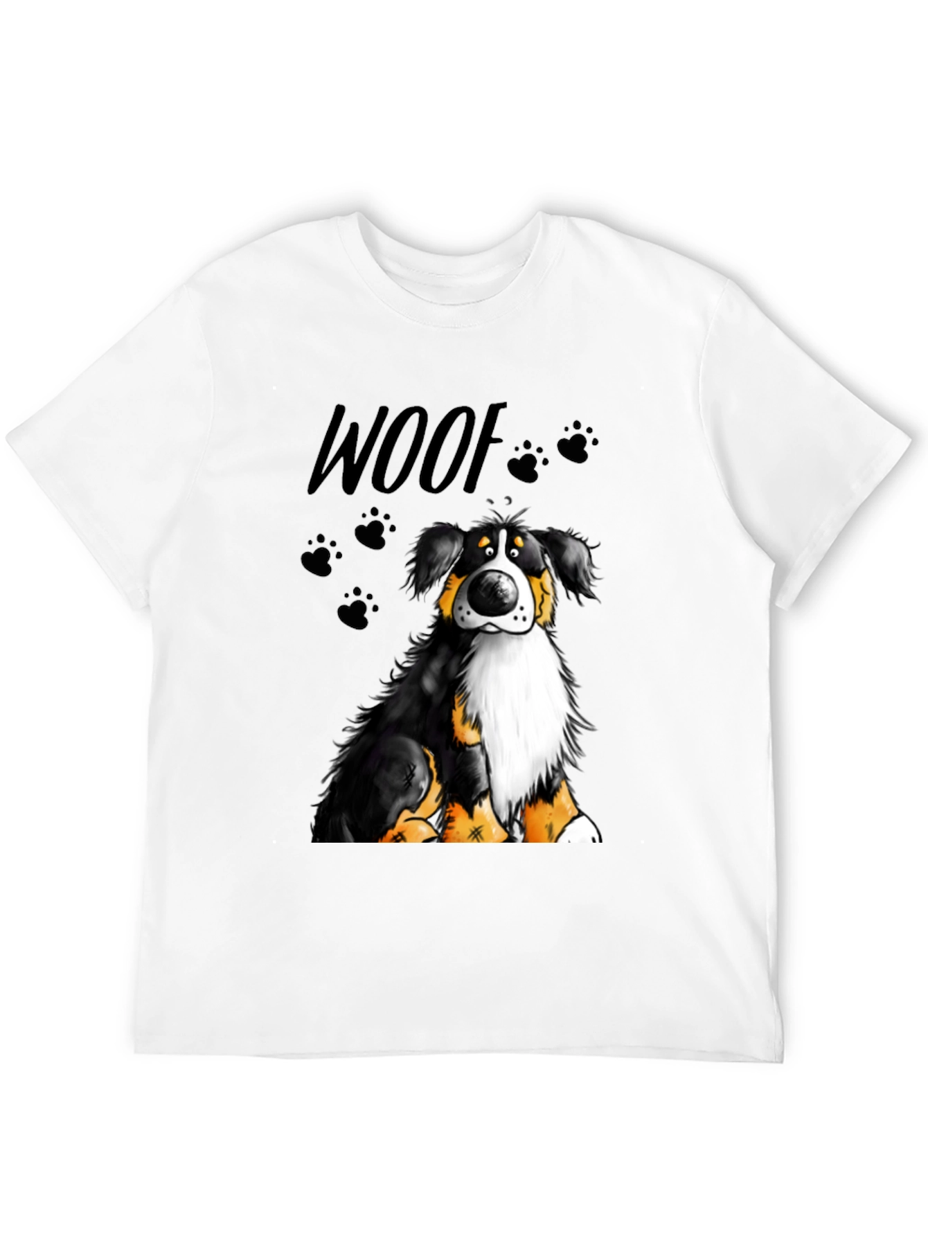 Woof Dog Graphic T-Shirt - Black Crew Neck