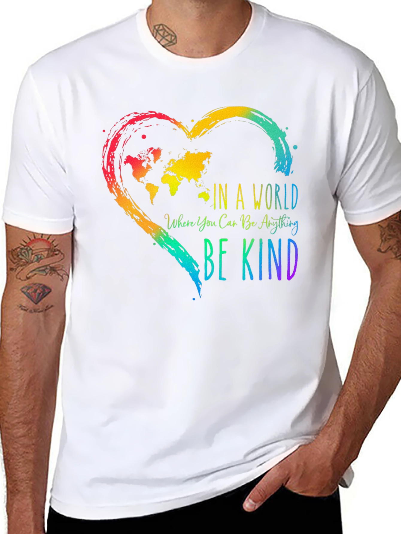 Be Kind World Heart Graphic T-Shirt
