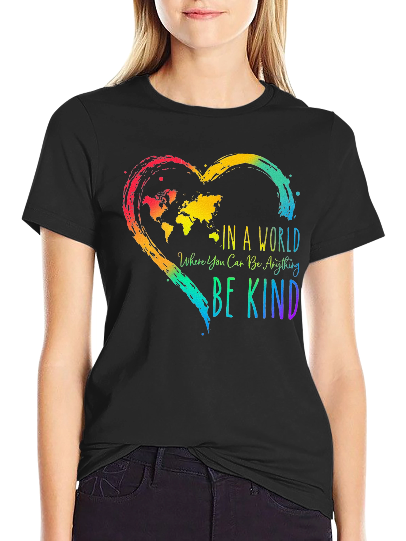 Be Kind World Heart Graphic T-Shirt