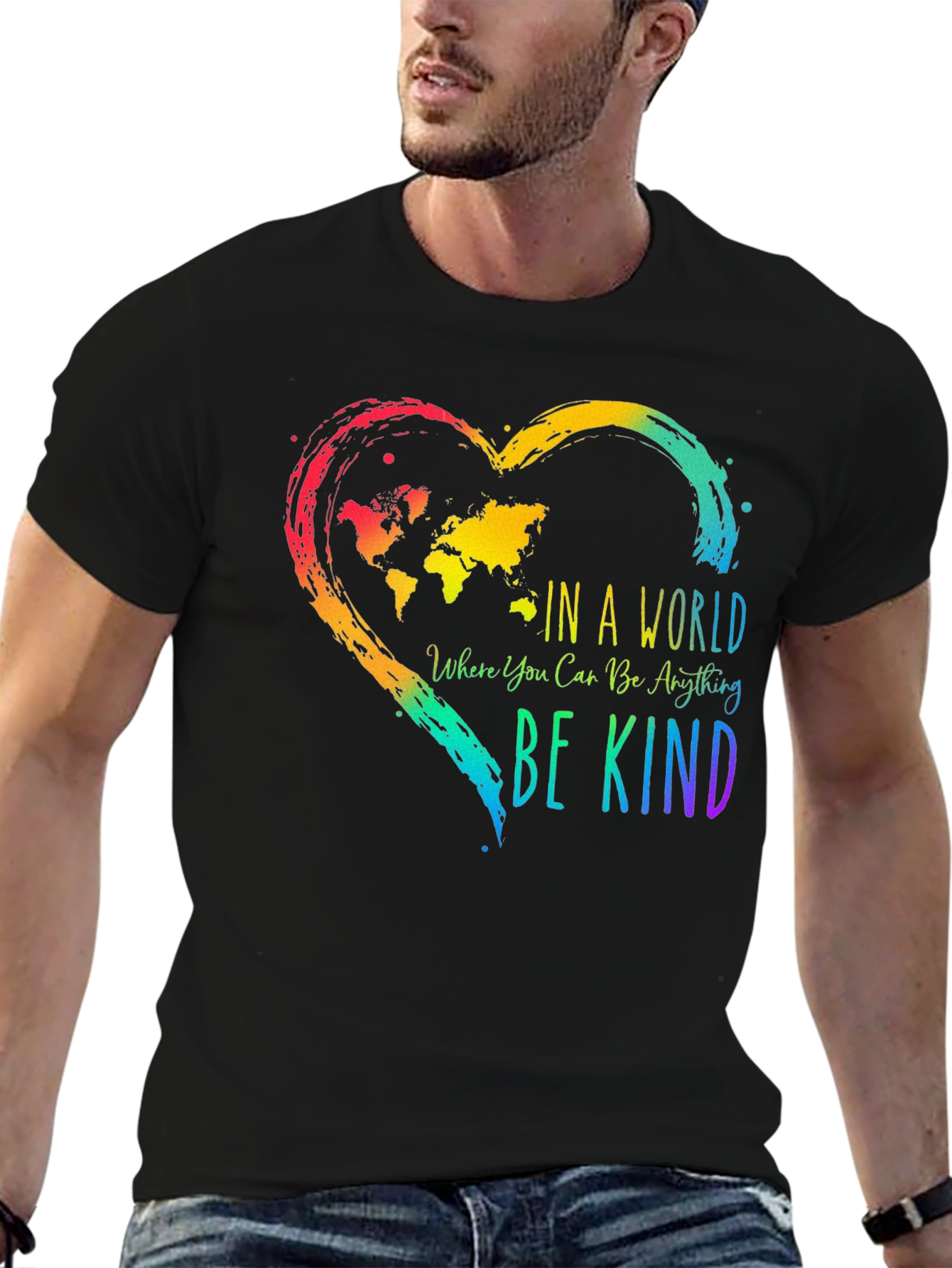 Be Kind World Heart Graphic T-Shirt
