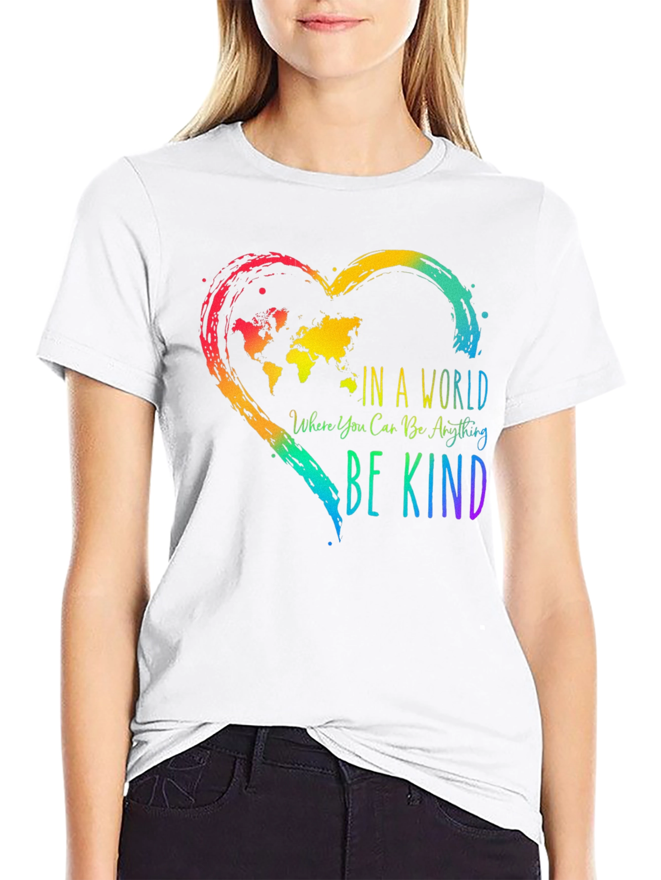 Be Kind World Heart Graphic T-Shirt