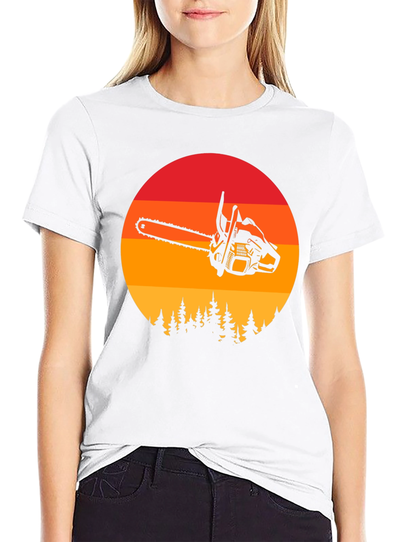 Chainsaw Sunset Graphic T-Shirt - Lumberjack Style