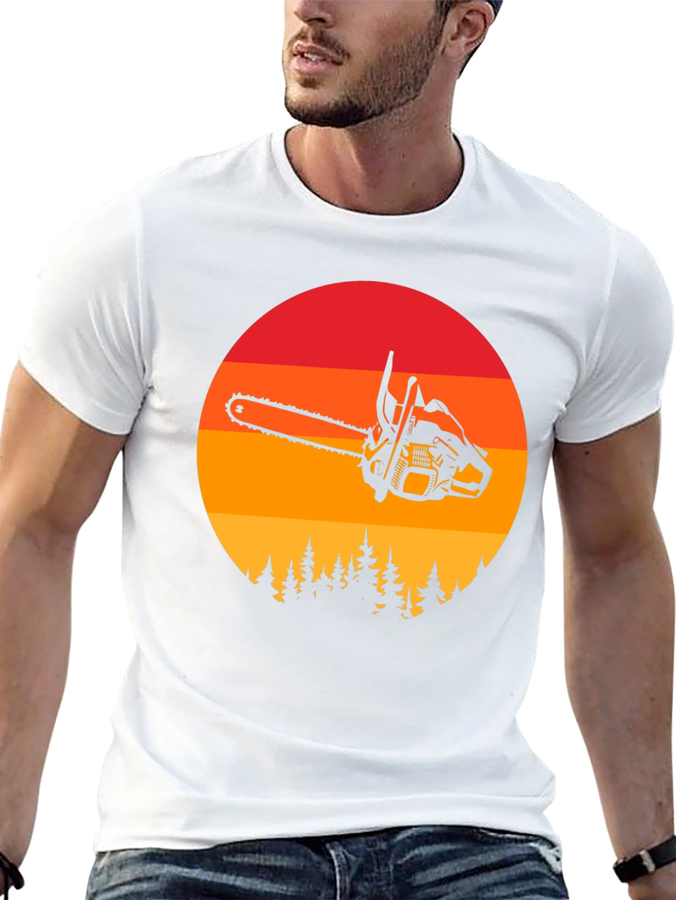 Chainsaw Sunset Graphic T-Shirt - Lumberjack Style