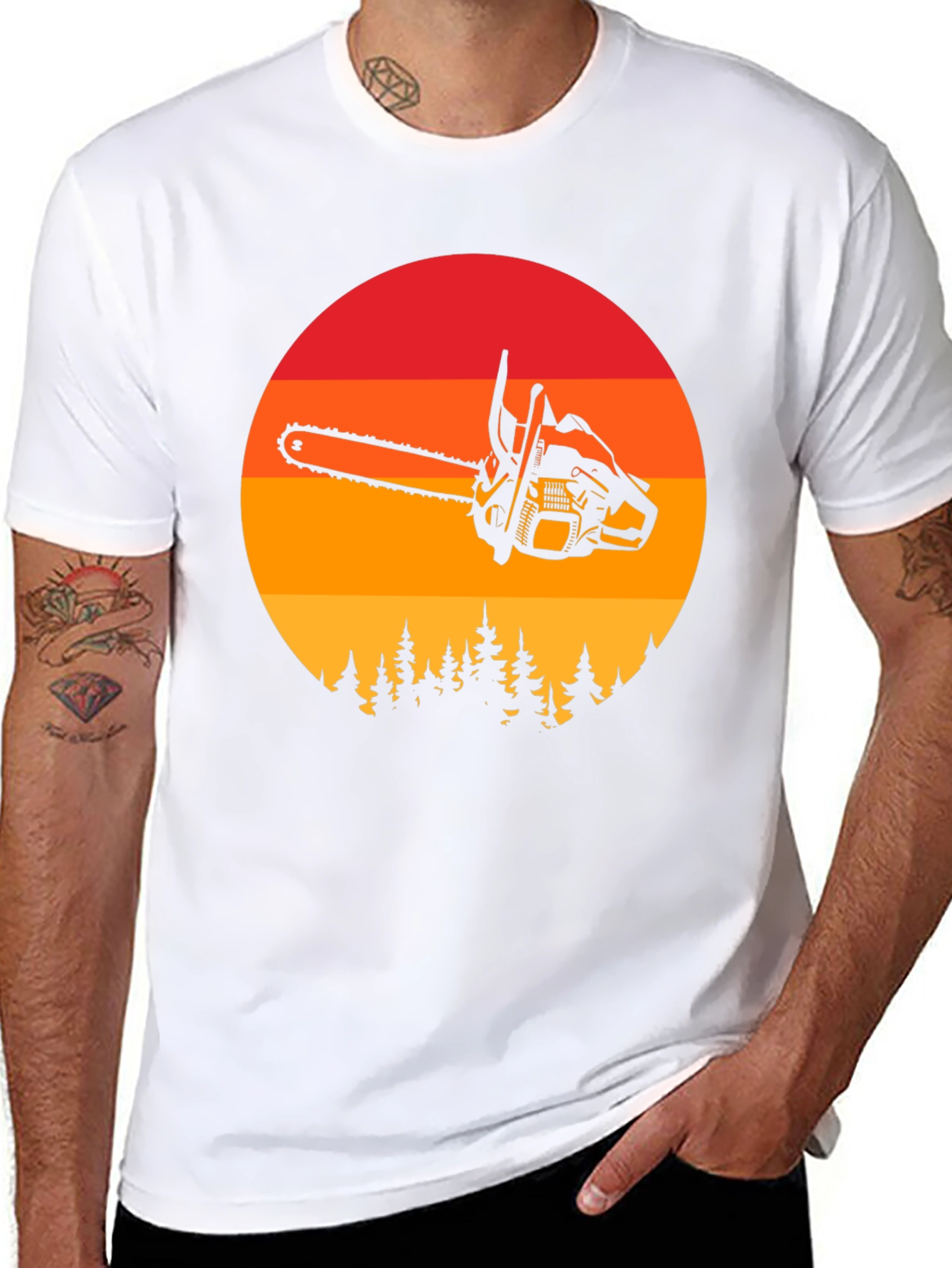 Chainsaw Sunset Graphic T-Shirt - Lumberjack Style