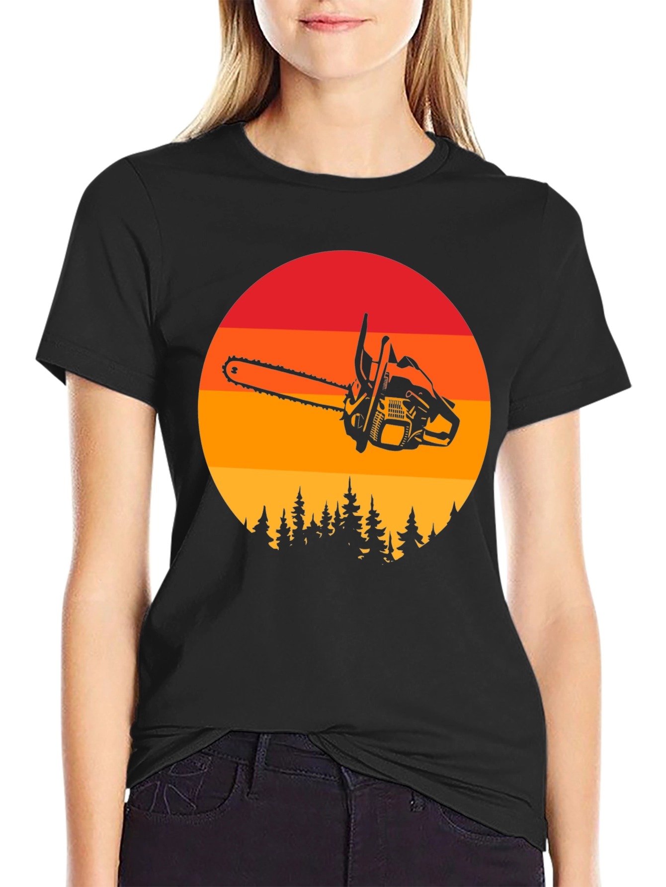 Chainsaw Sunset Graphic T-Shirt - Lumberjack Style