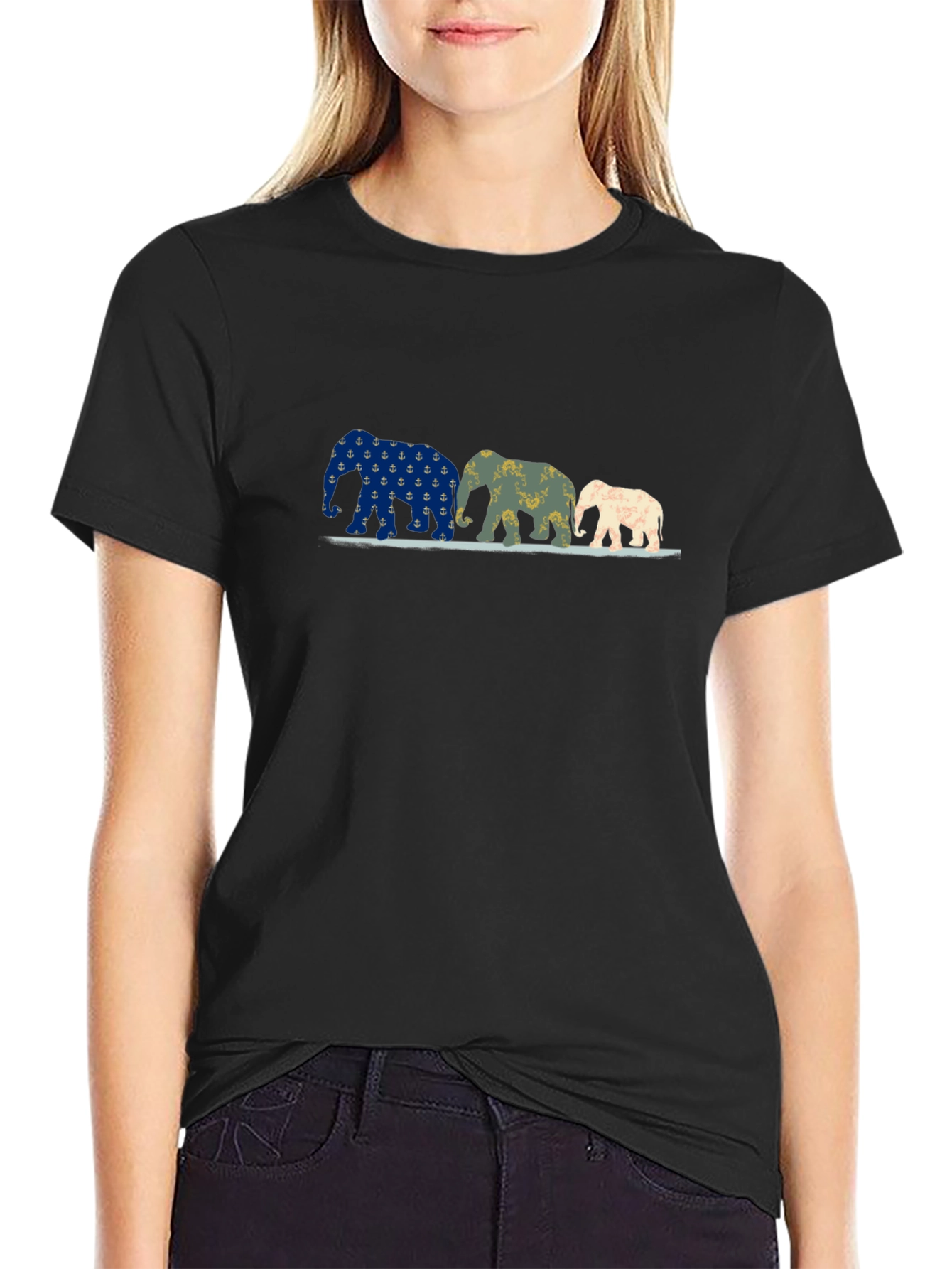 Elephant Family Black Graphic Tee