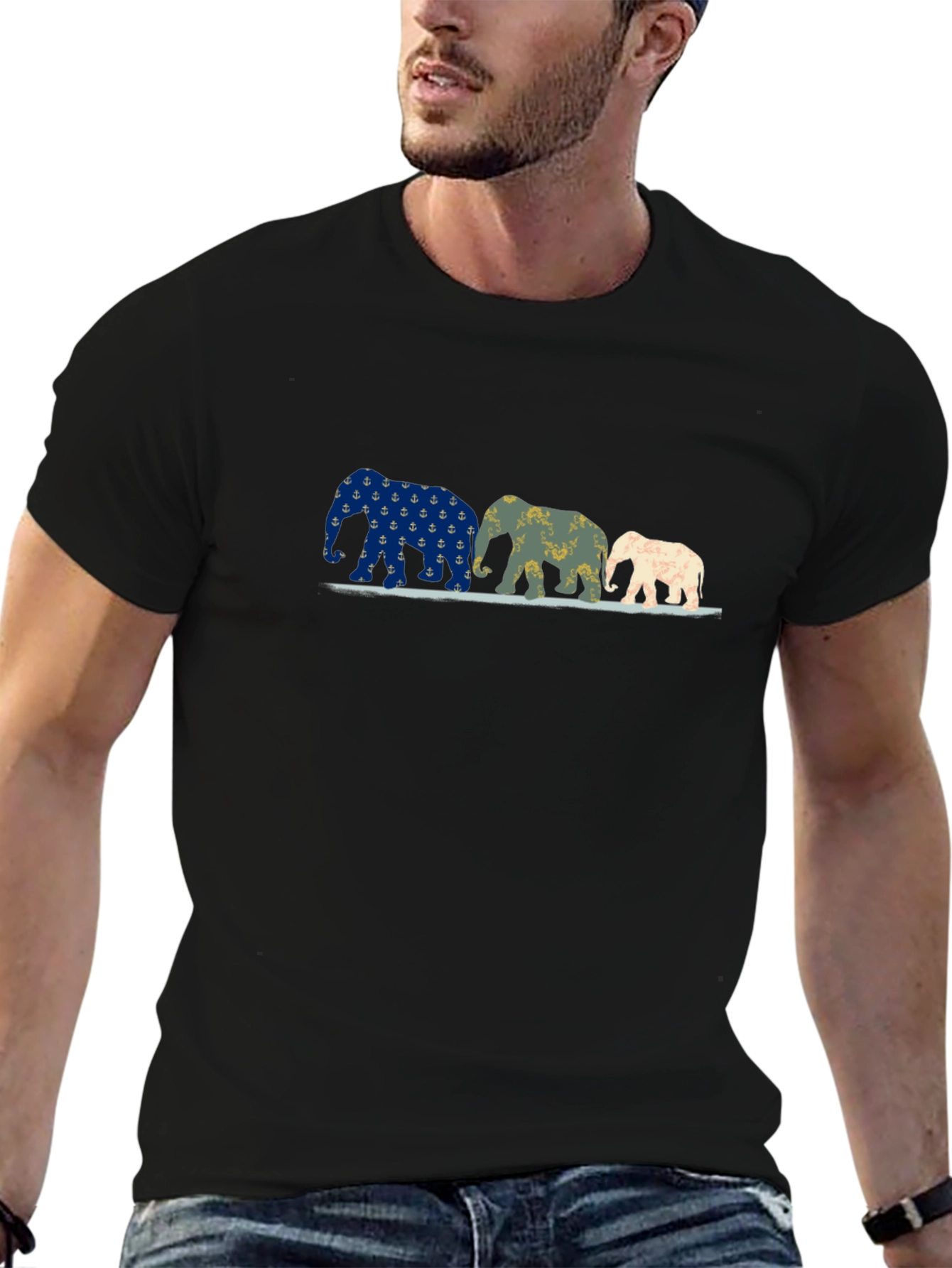 Elephant Family Black Graphic Tee
