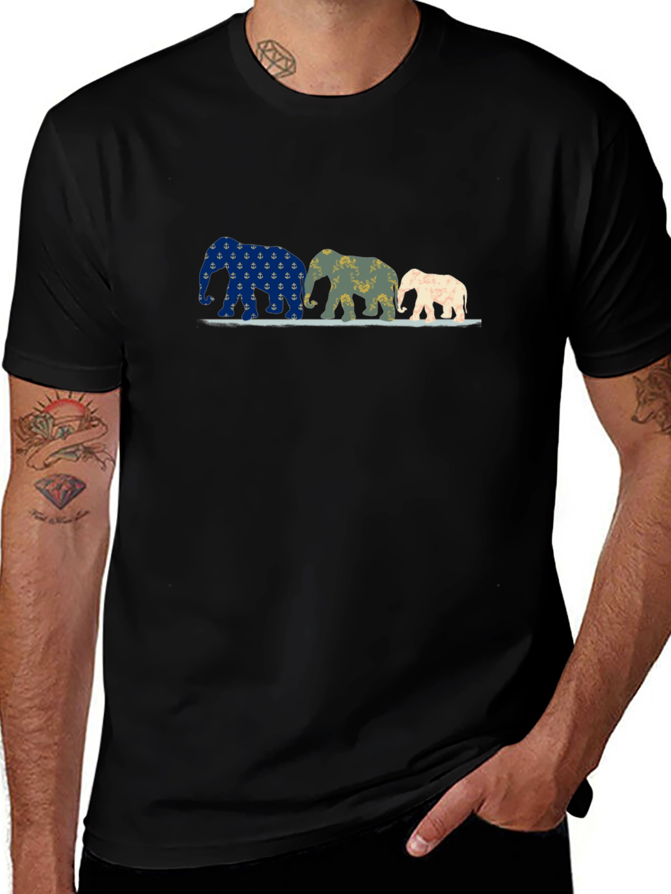 Elephant Family Black Graphic Tee