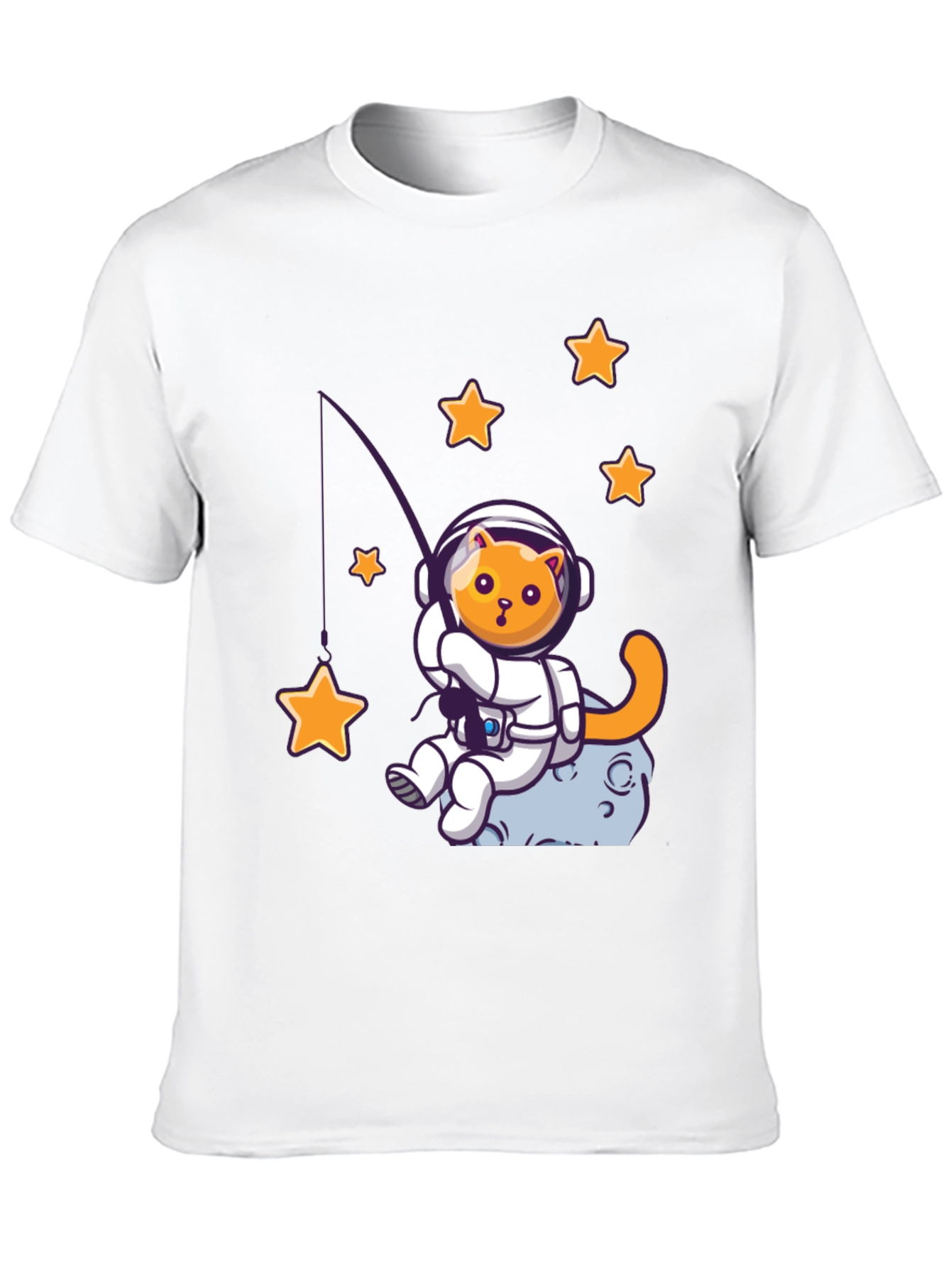 Astronaut Cat Fishing for Stars Graphic T-Shirt