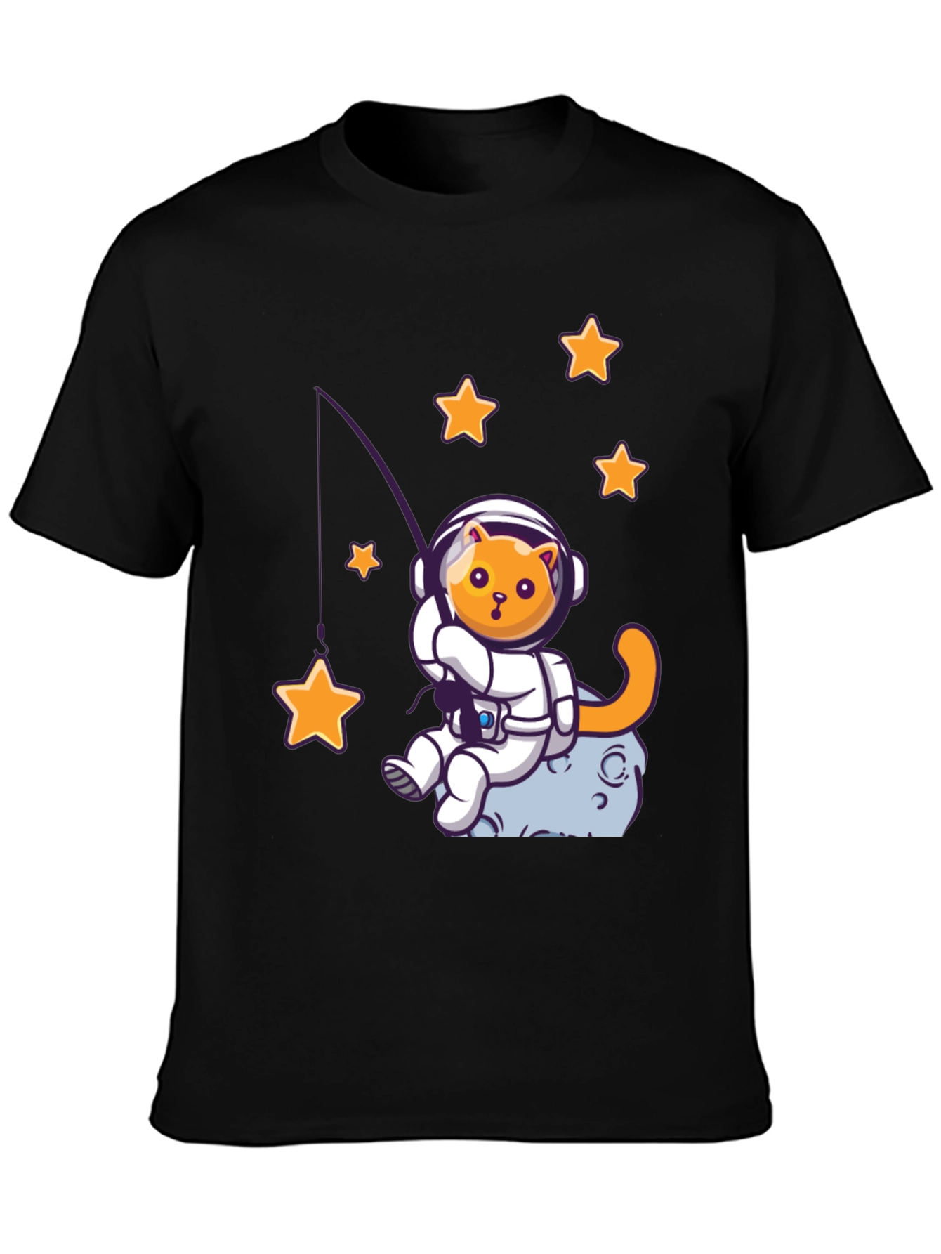 Astronaut Cat Fishing for Stars Graphic T-Shirt