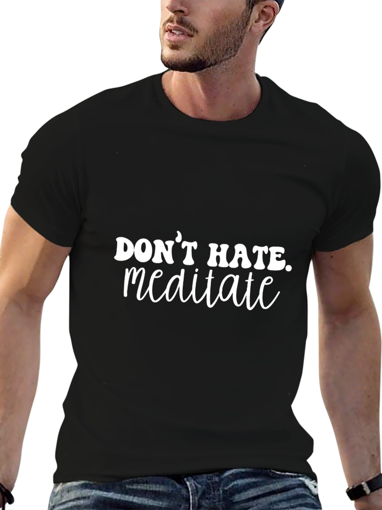 Dont Hate Meditate Graphic Tee - Black