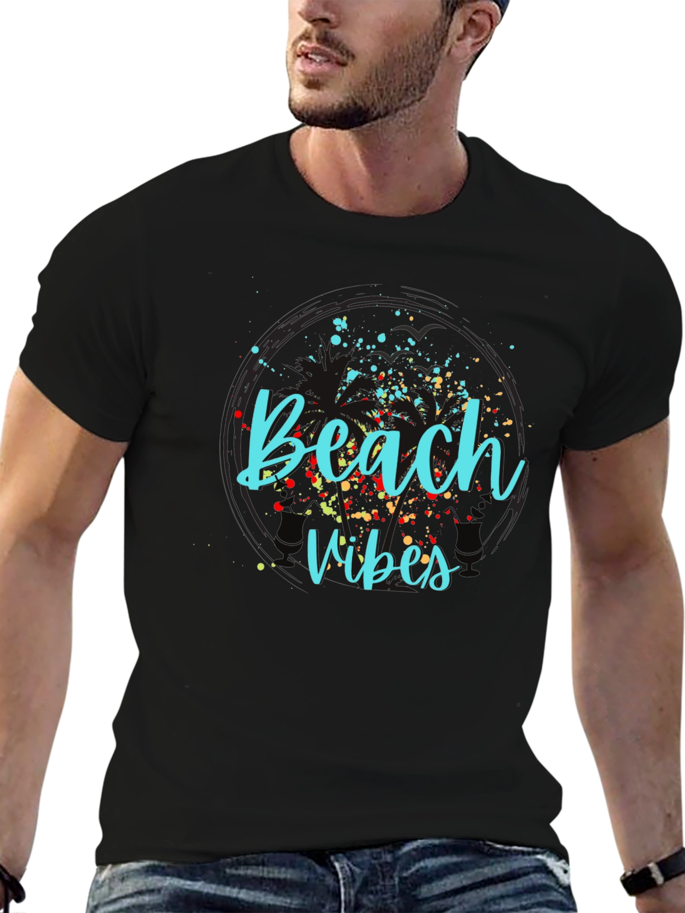 Beach Vibes Graphic Tee - Black