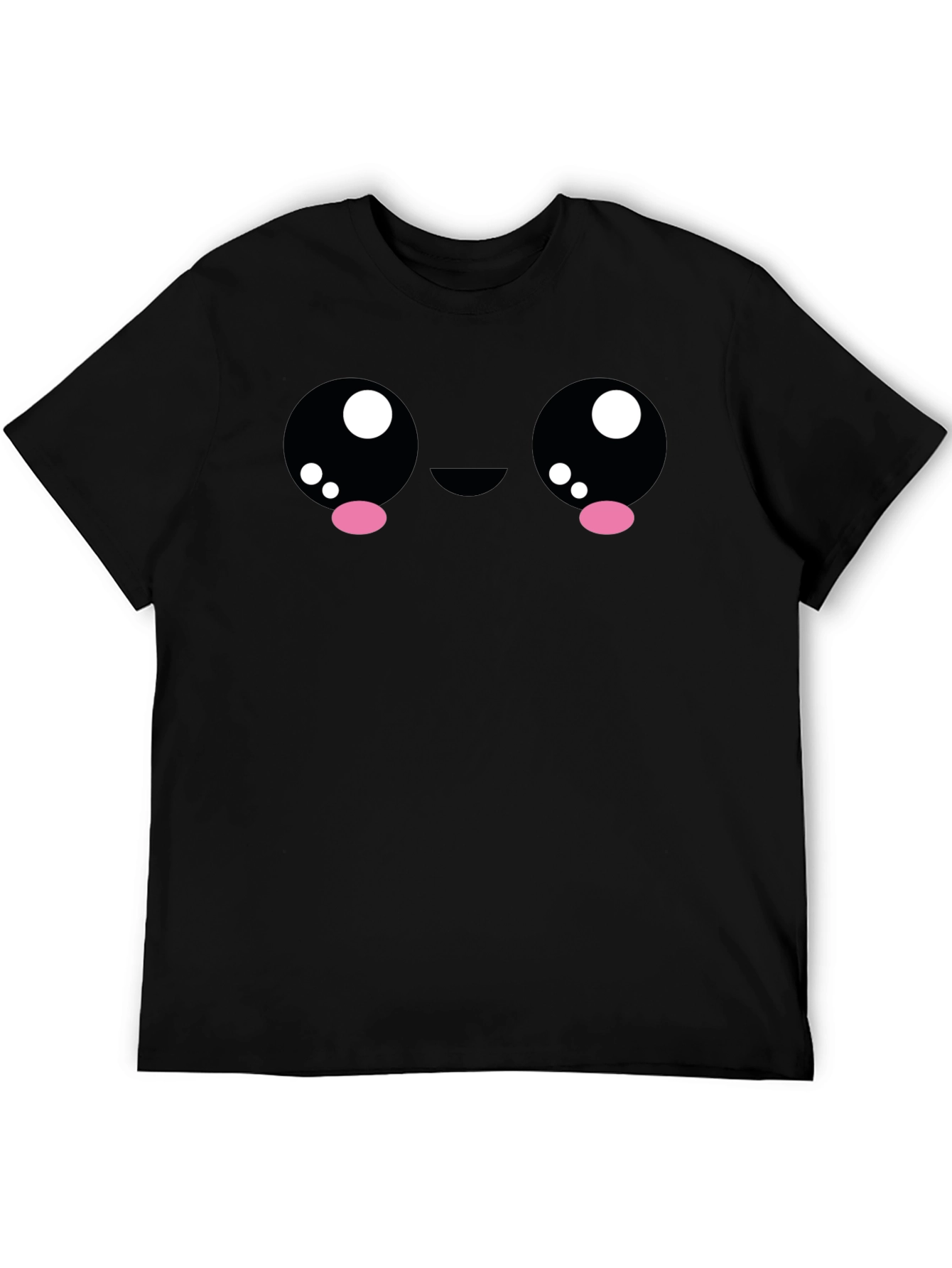 Cute Kawaii Face Graphic Black T-Shirt