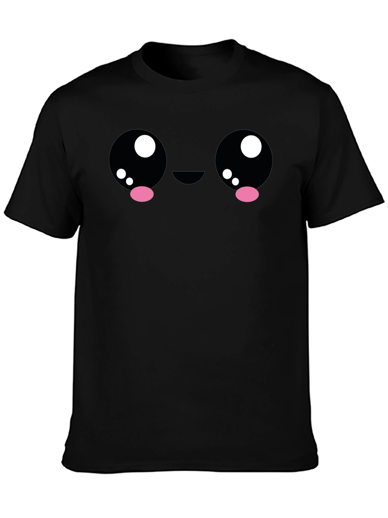 Cute Kawaii Face Graphic Black T-Shirt