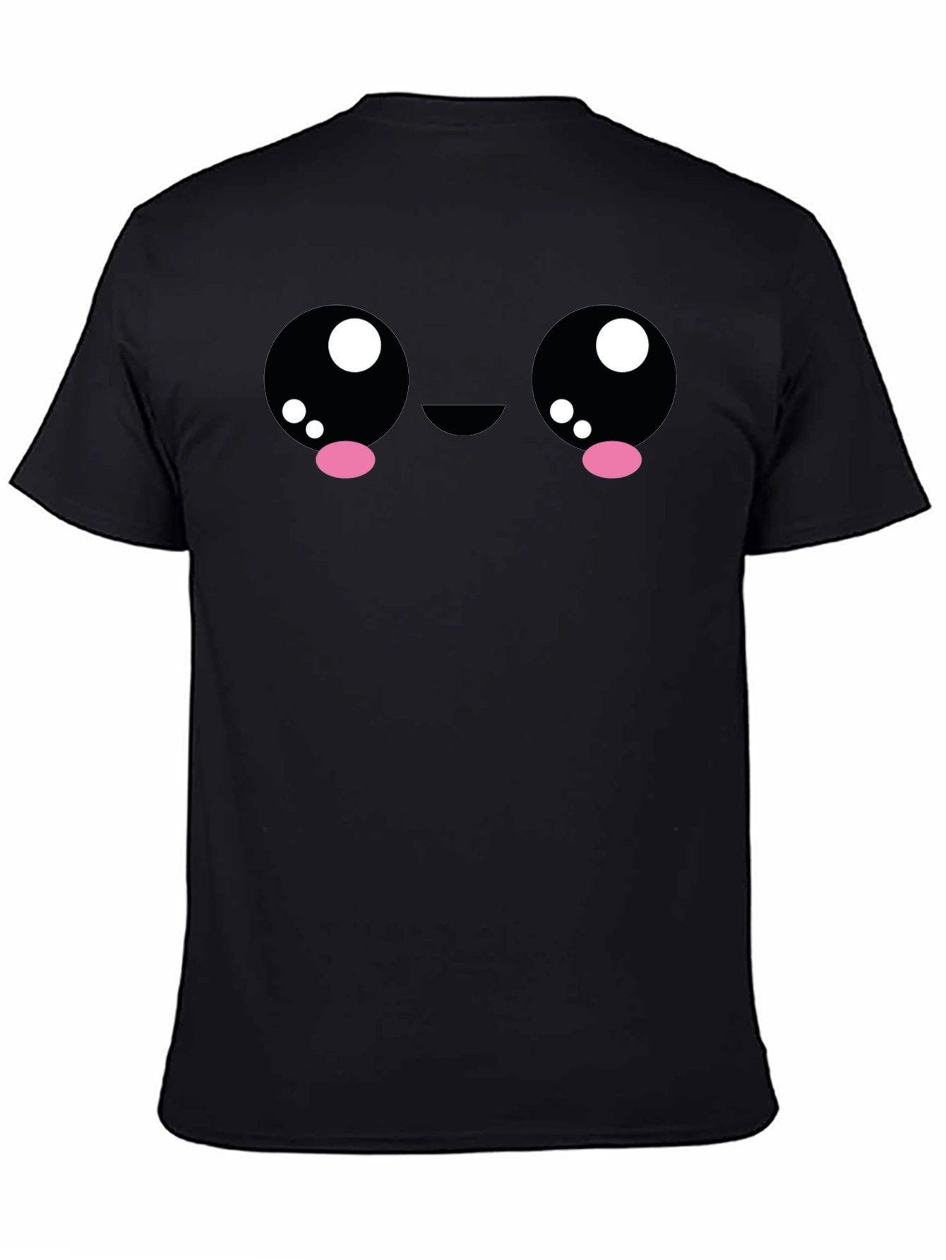 Cute Kawaii Face Graphic Black T-Shirt