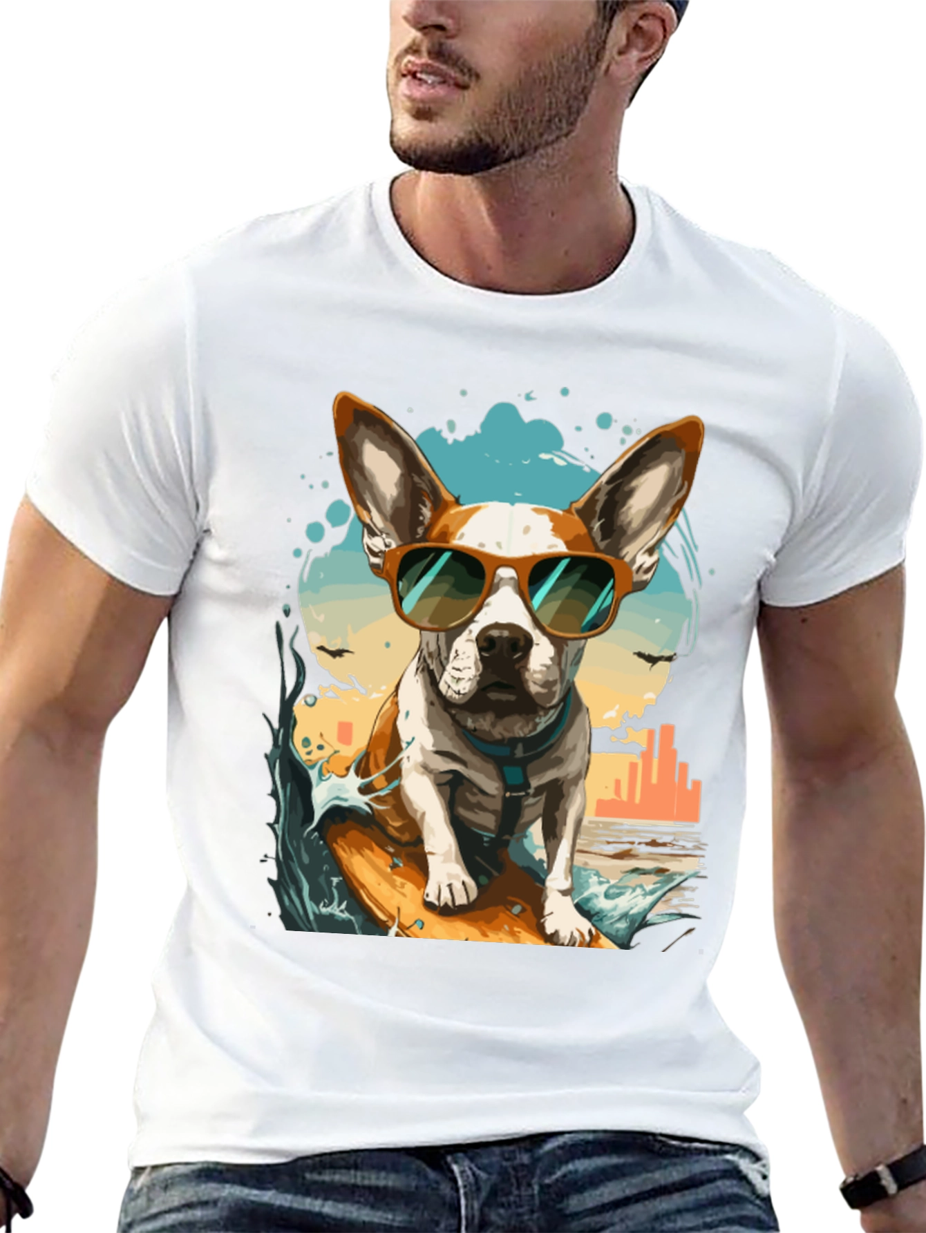 Surfing Dog Graphic Tee