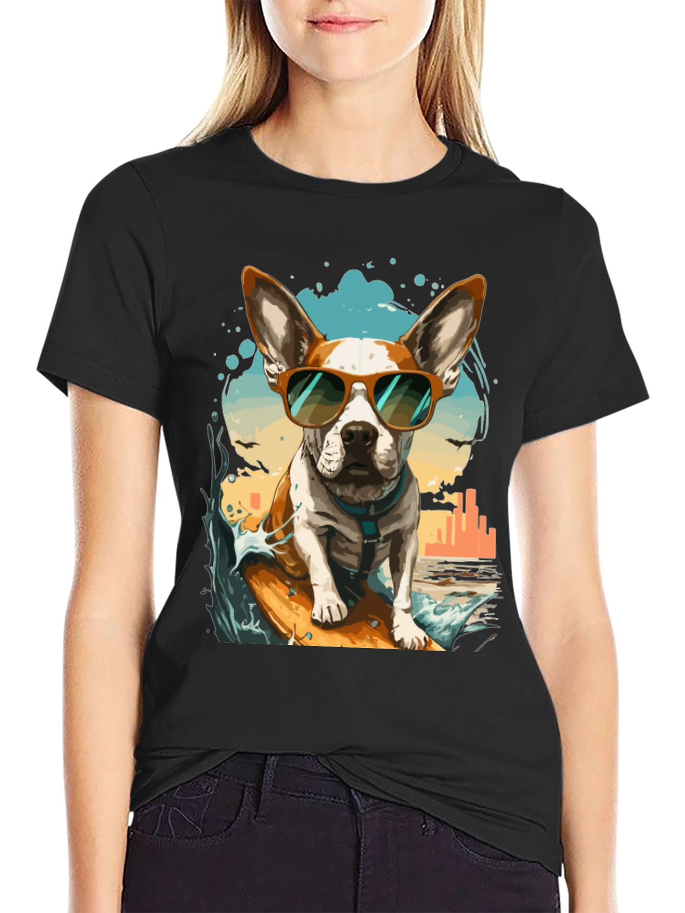 Surfing Dog Graphic Tee