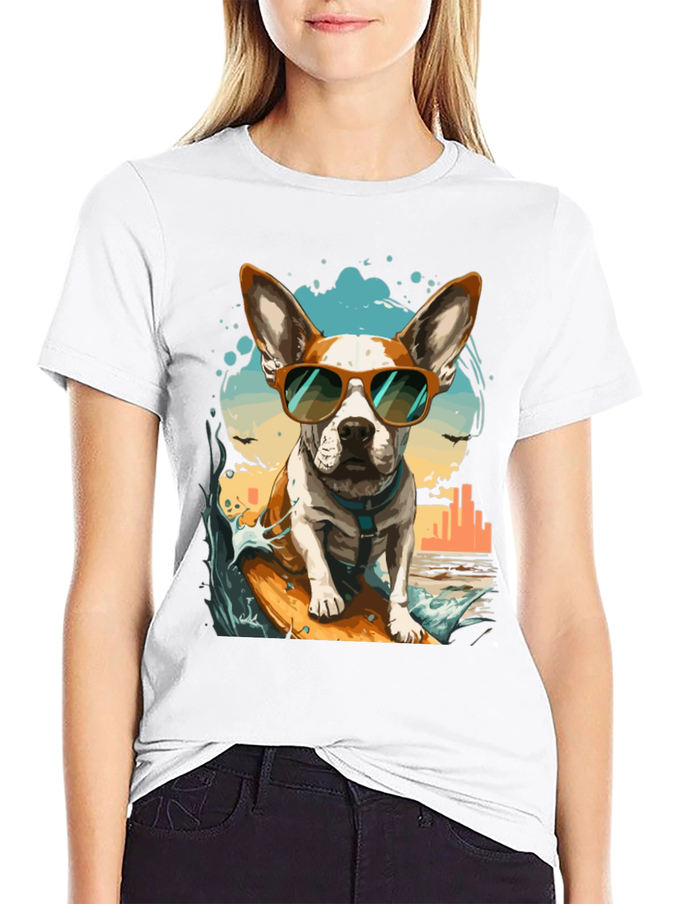 Surfing Dog Graphic Tee