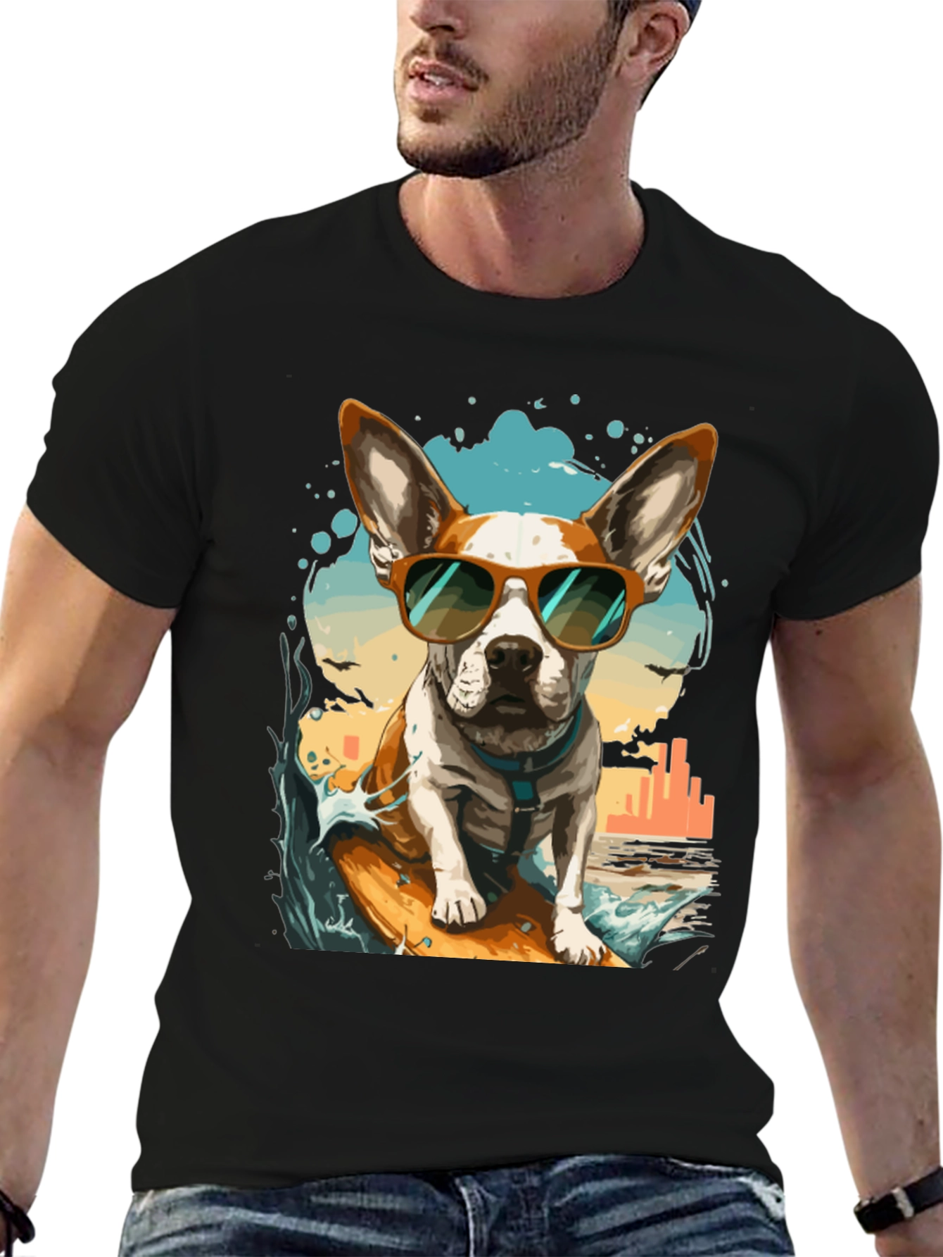Surfing Dog Graphic Tee