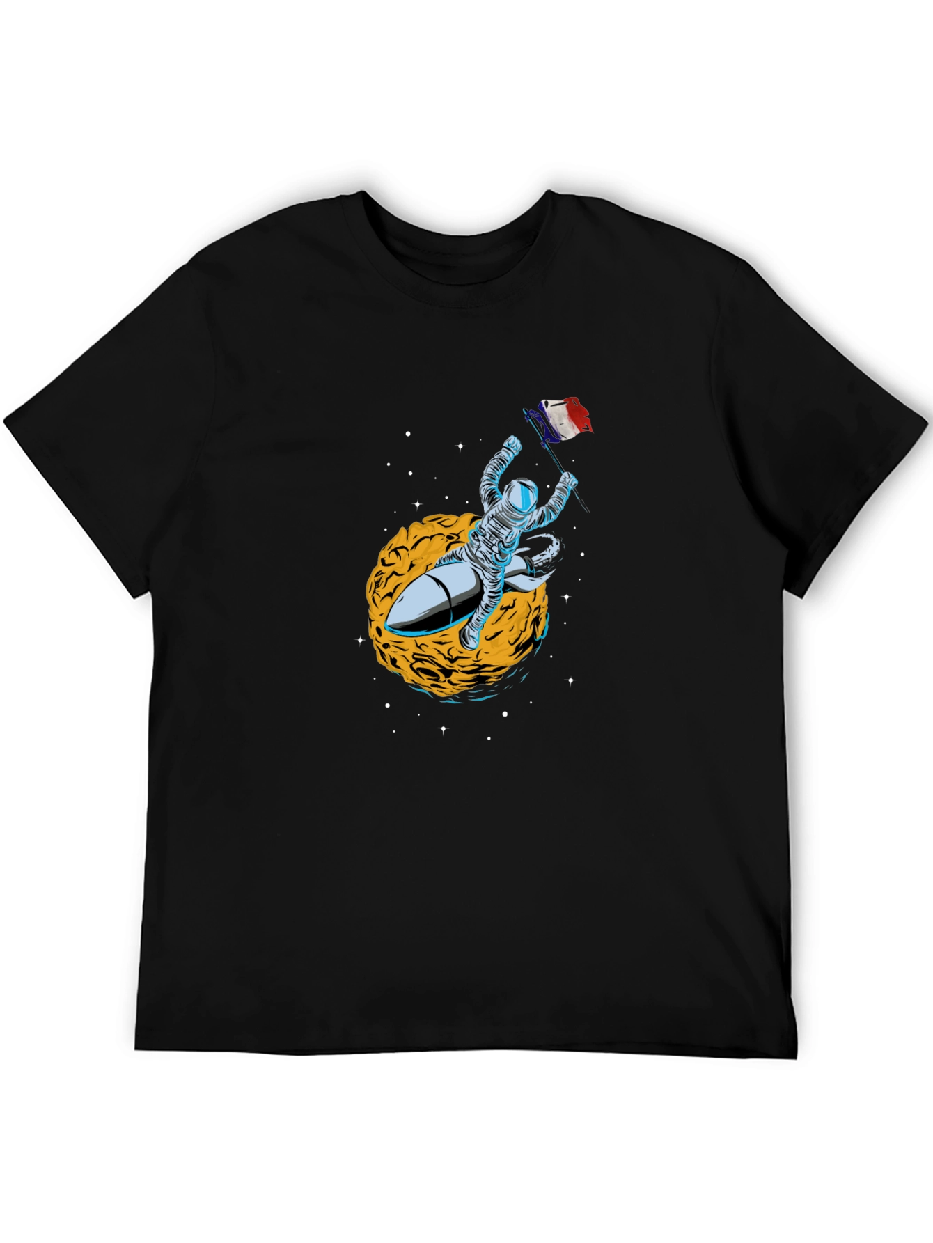 Astronaut Rocket Black T-Shirt
