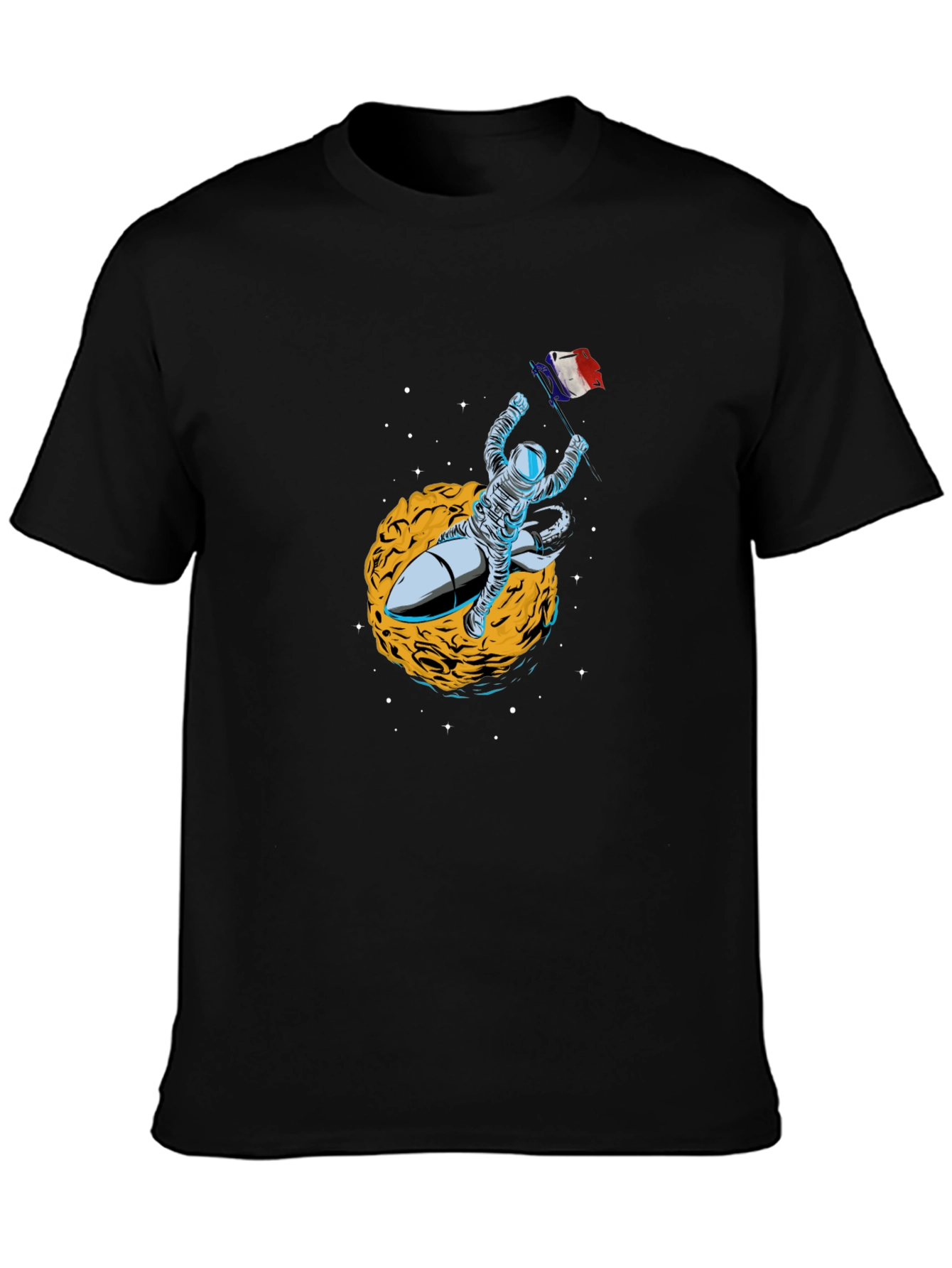 Astronaut Rocket Black T-Shirt