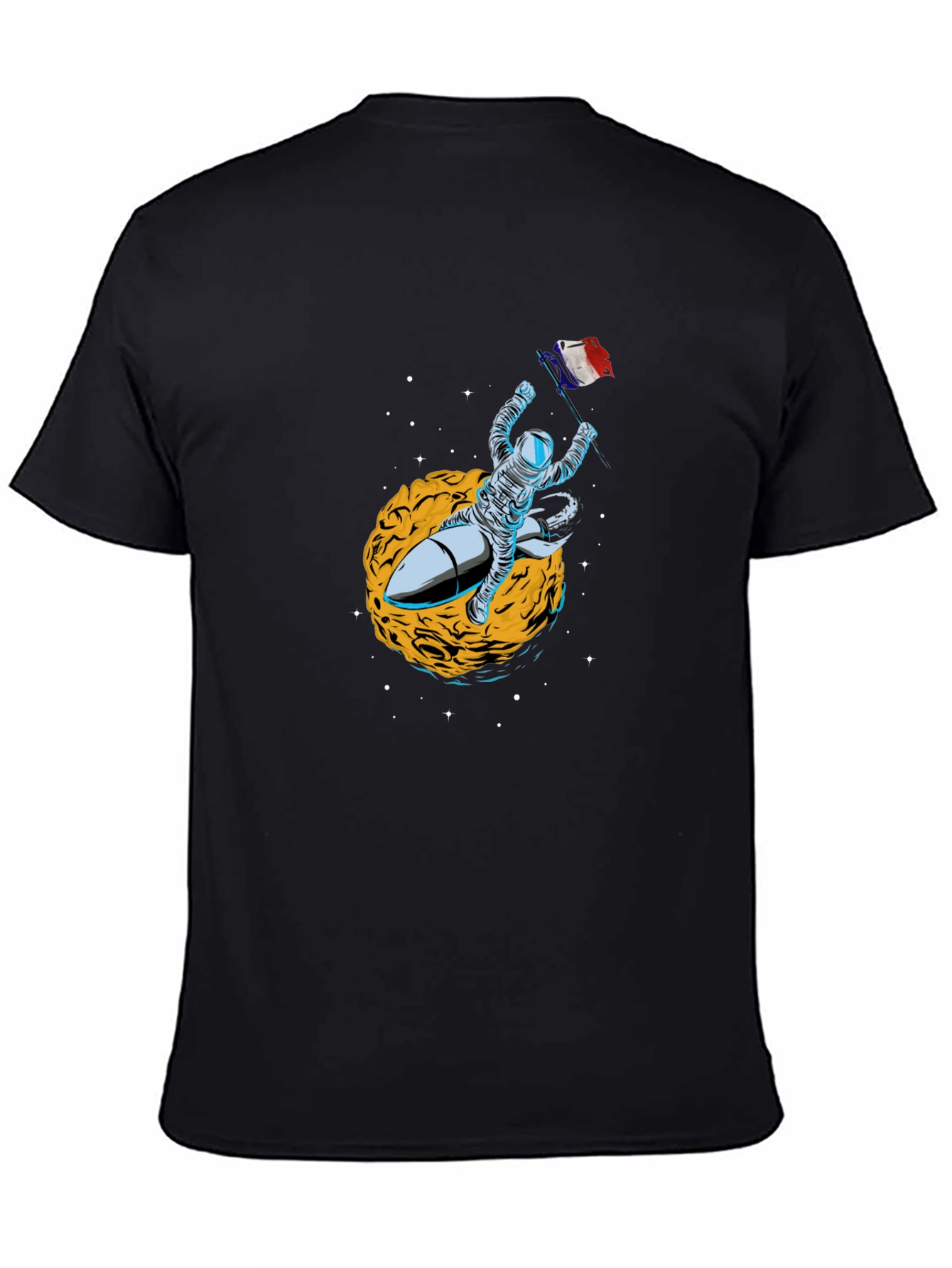 Astronaut Rocket Black T-Shirt