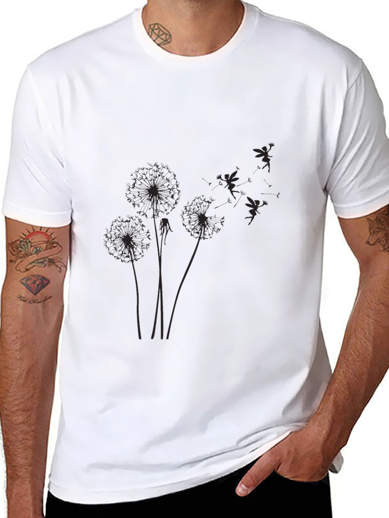 Dandelion Fairy Graphic Black T-Shirt