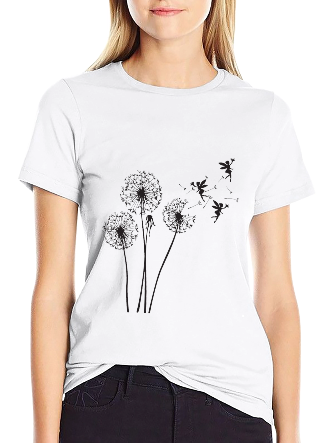 Dandelion Fairy Graphic Black T-Shirt
